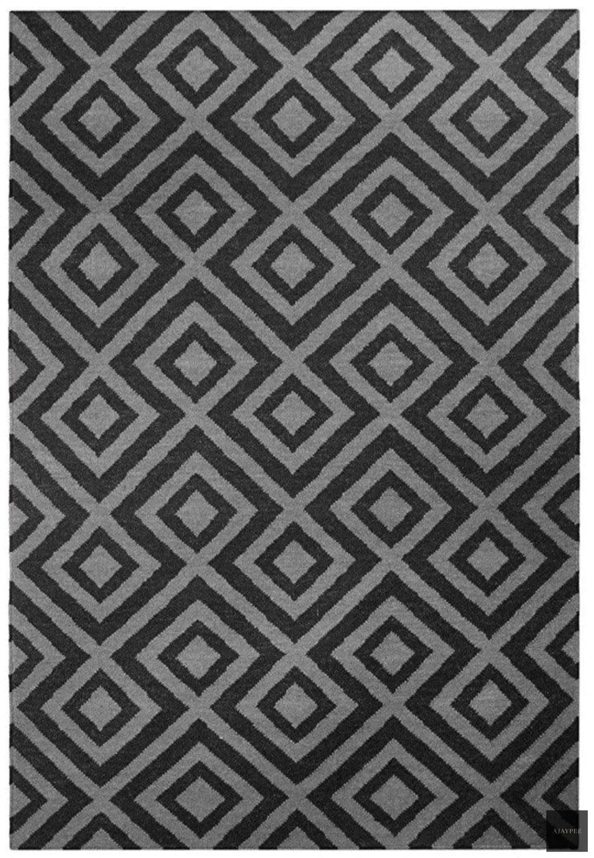 Wool HandWoven Dhurry Strink Grey - Cotton - Flatweave - Ajaypee Carpets (View 1)
