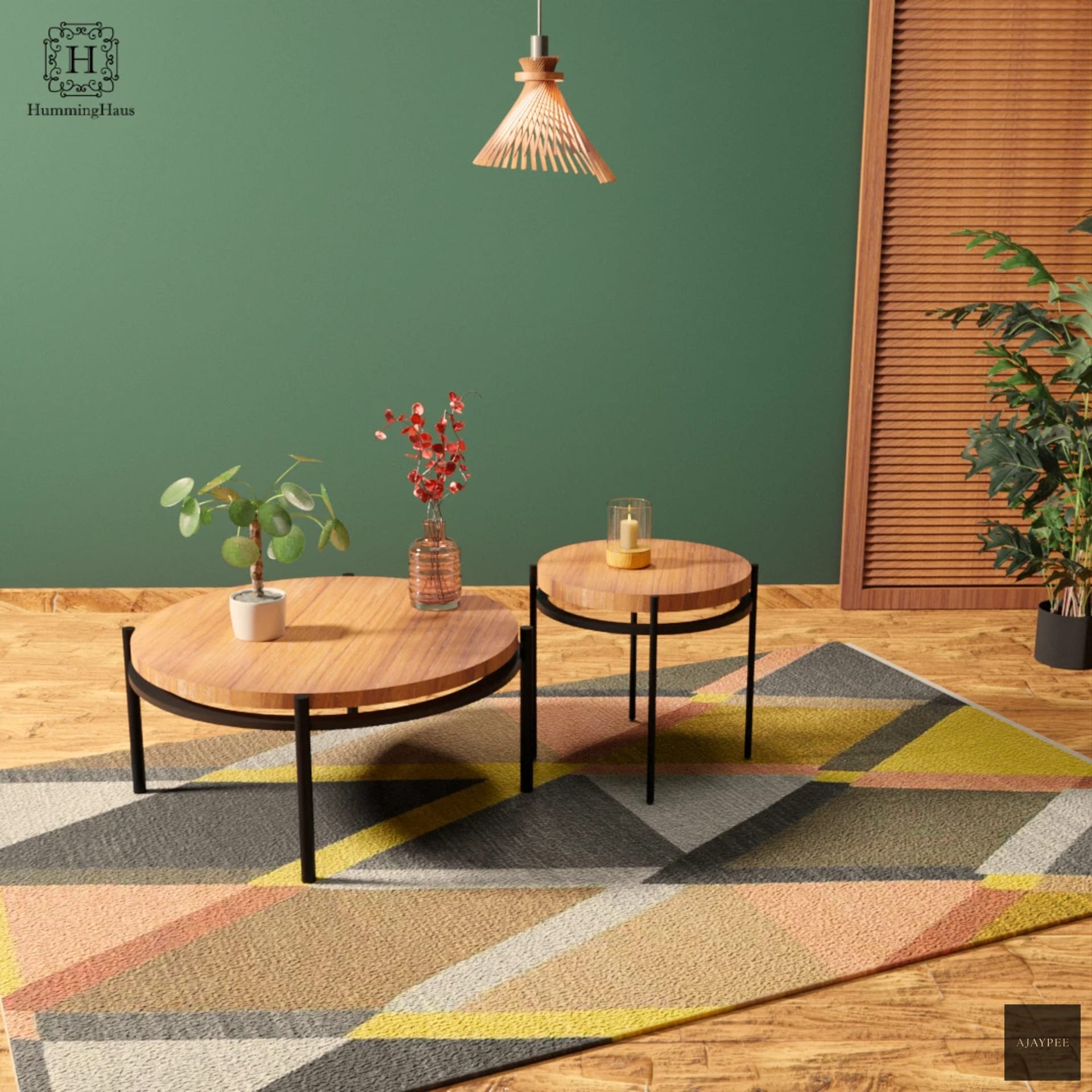 Woolen Hand Dhurry: Multi Diamond - Cotton - Flatweave - Ajaypee Carpets (Thumbnail 2)