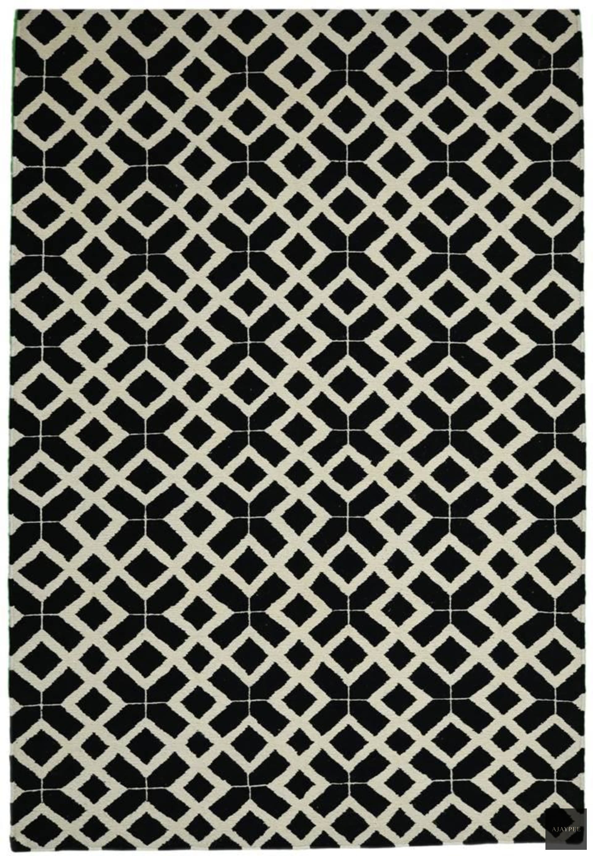 Woolen Handmade Sumak - Tex Black & White - Cotton - Flatweave - Ajaypee Carpets (View 1)