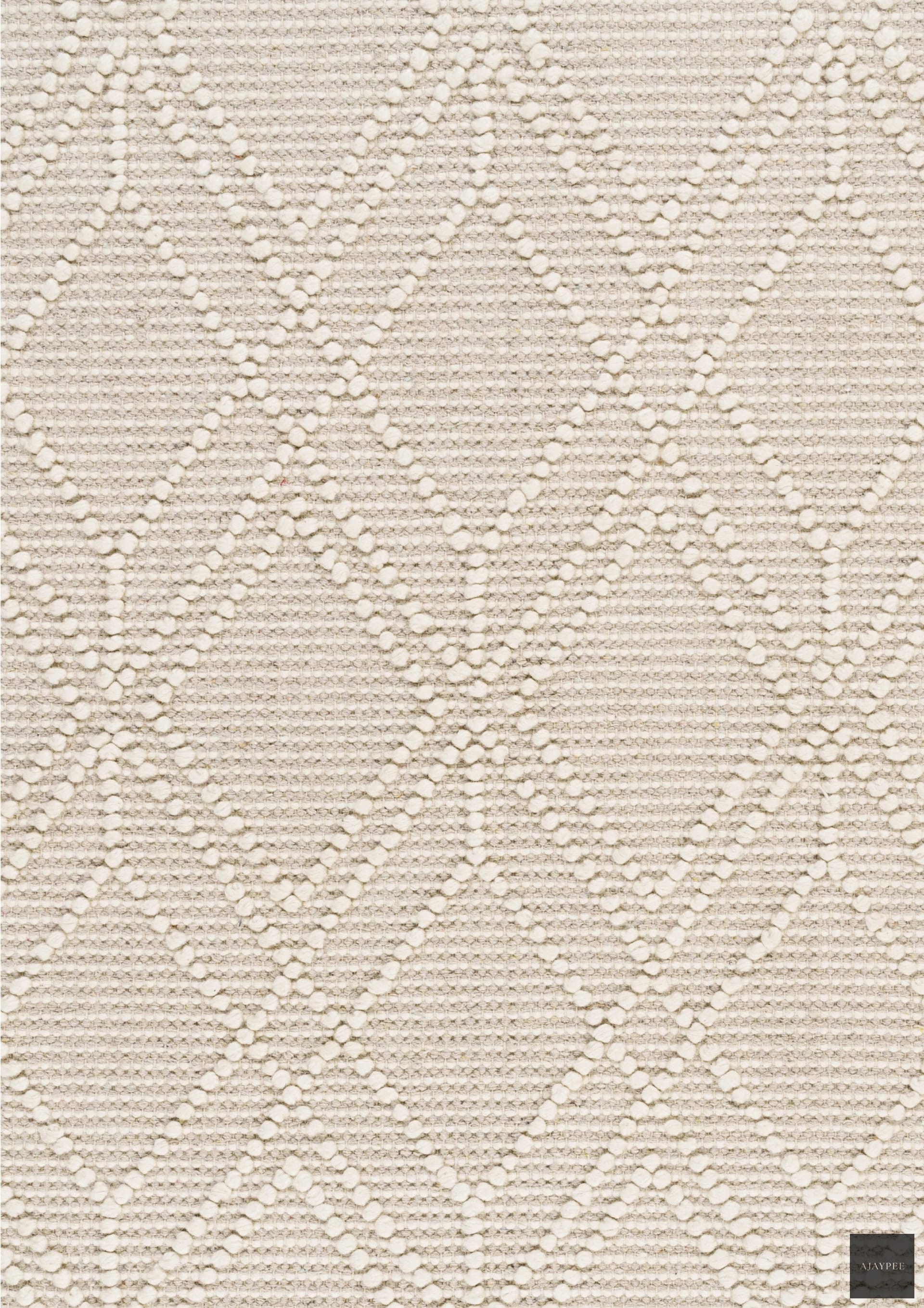 Woolen Handwoven Loop Rug Mira White - Cotton - Flatweave - Ajaypee Carpets (Thumbnail 3)