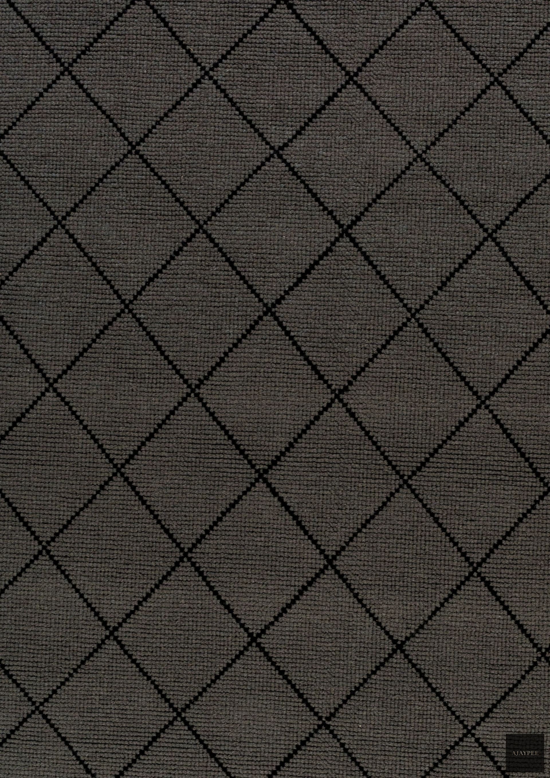Woolen Handwoven Rug CharcoalGrid - Cotton - Hand Woven - Ajaypee Carpets (Thumbnail 3)