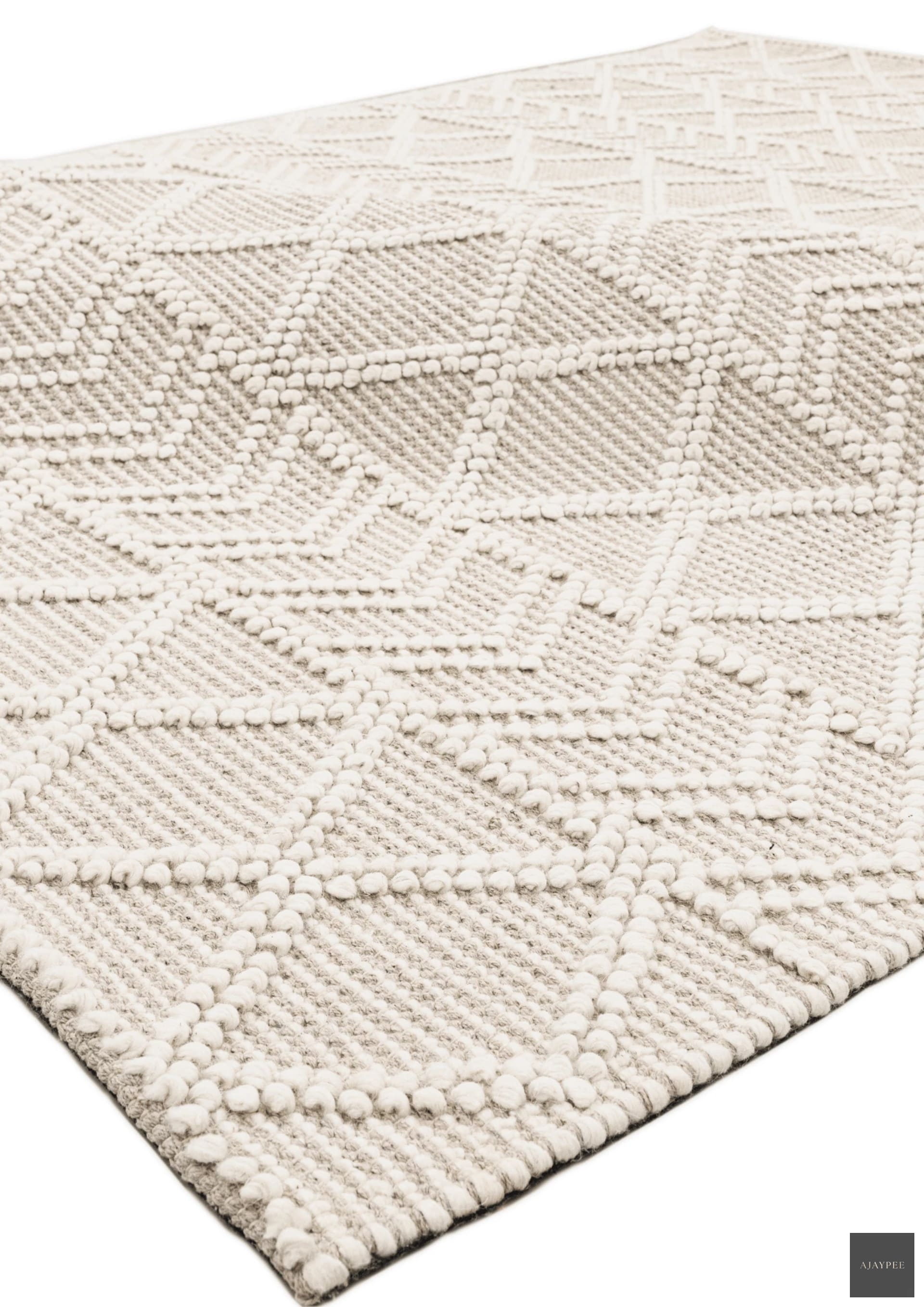 Woolen Handwoven Loop Rug Rowe - Cotton - Hand Woven - Ajaypee Carpets (Thumbnail 2)
