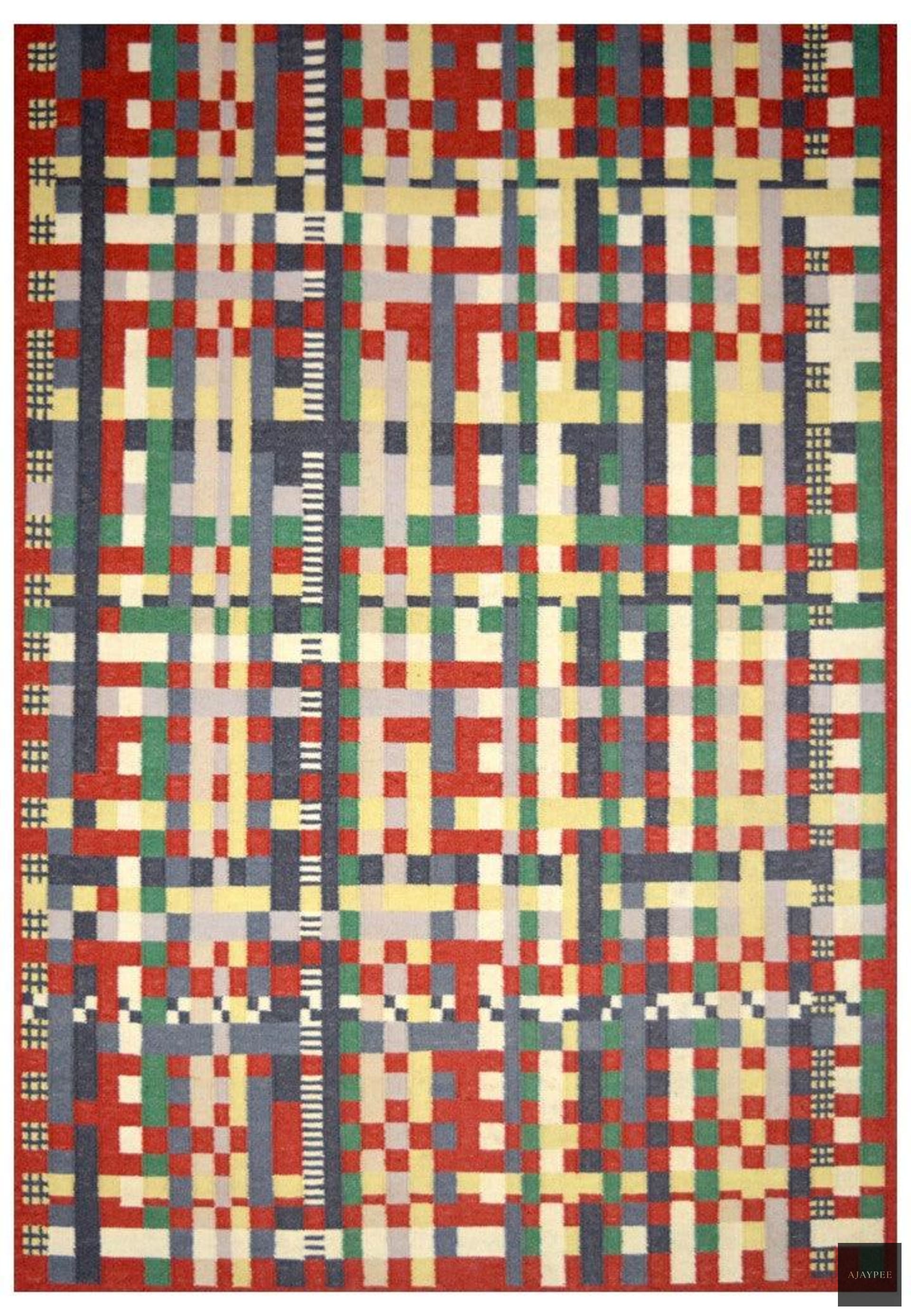 Woolen HandWoven Dhurry Multi Box - Cotton - Hand Woven - Ajaypee Carpets (View 1)