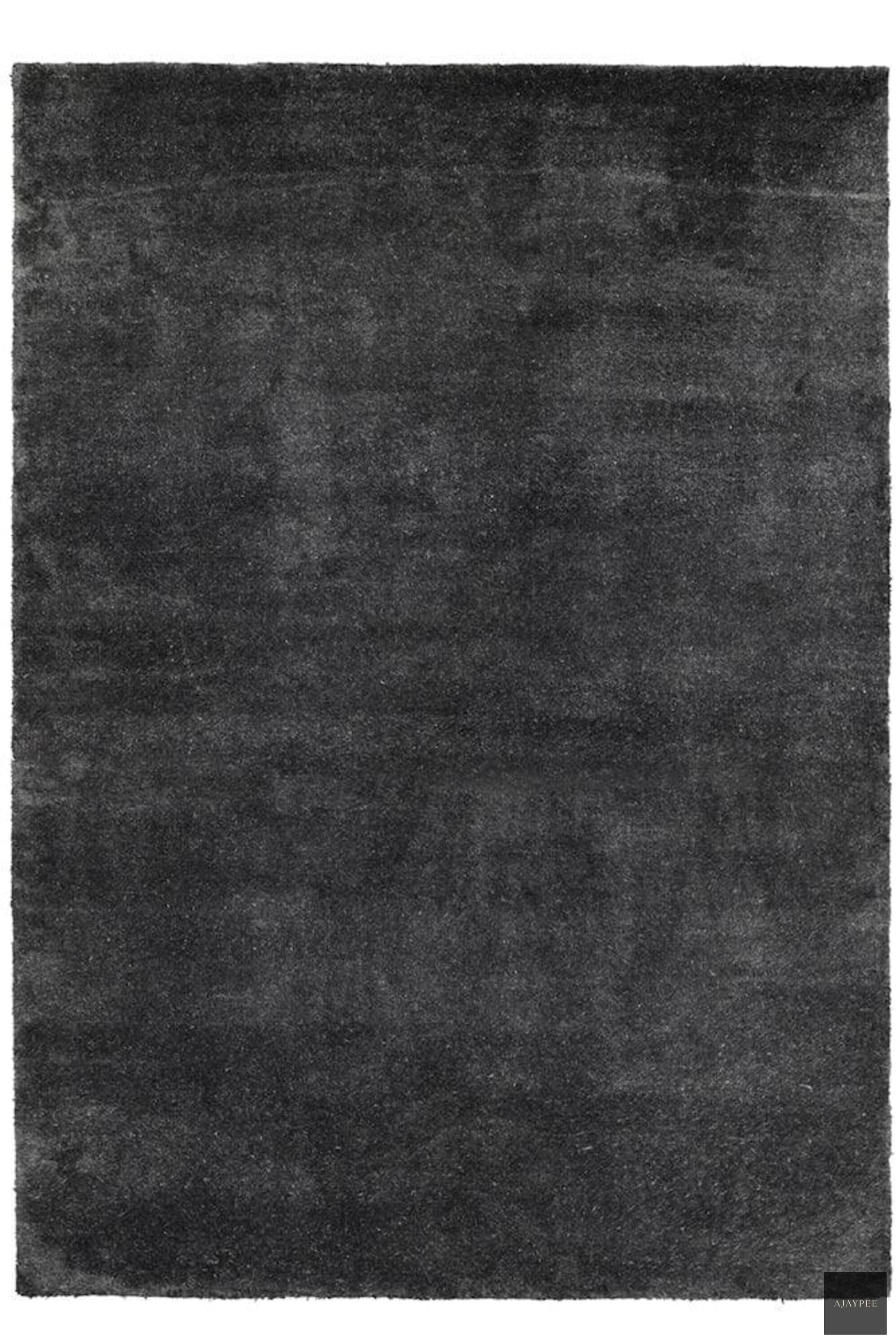 Bamboo Silk Hand Knotted Carpet _ Natural Black - Cotton - Hand Knotted - Ajaypee Carpets (Thumbnail 2)