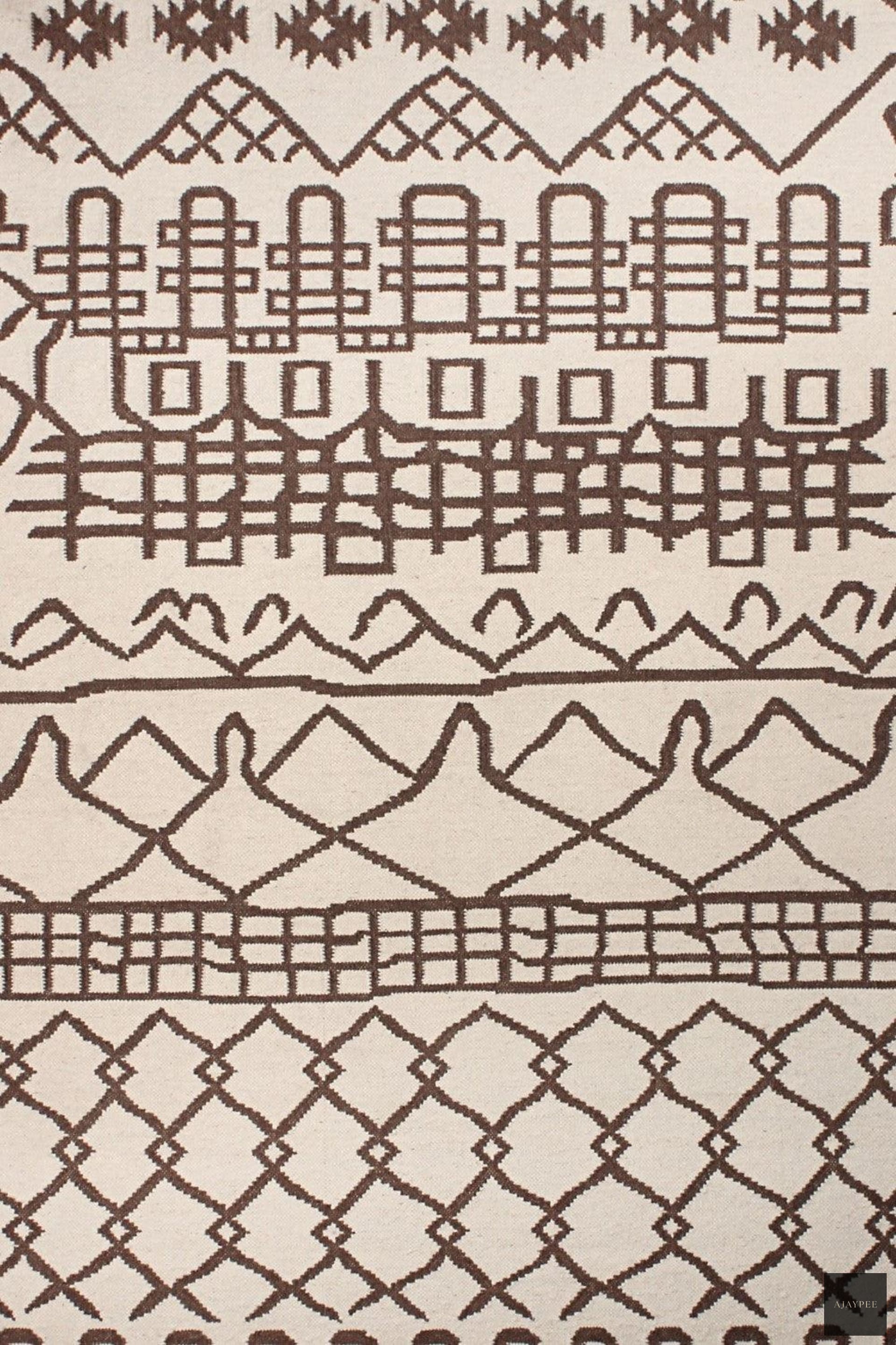 Wool Handwoven Dhurry_Beiuf - Cotton - Flatweave - Ajaypee Carpets (Thumbnail 3)