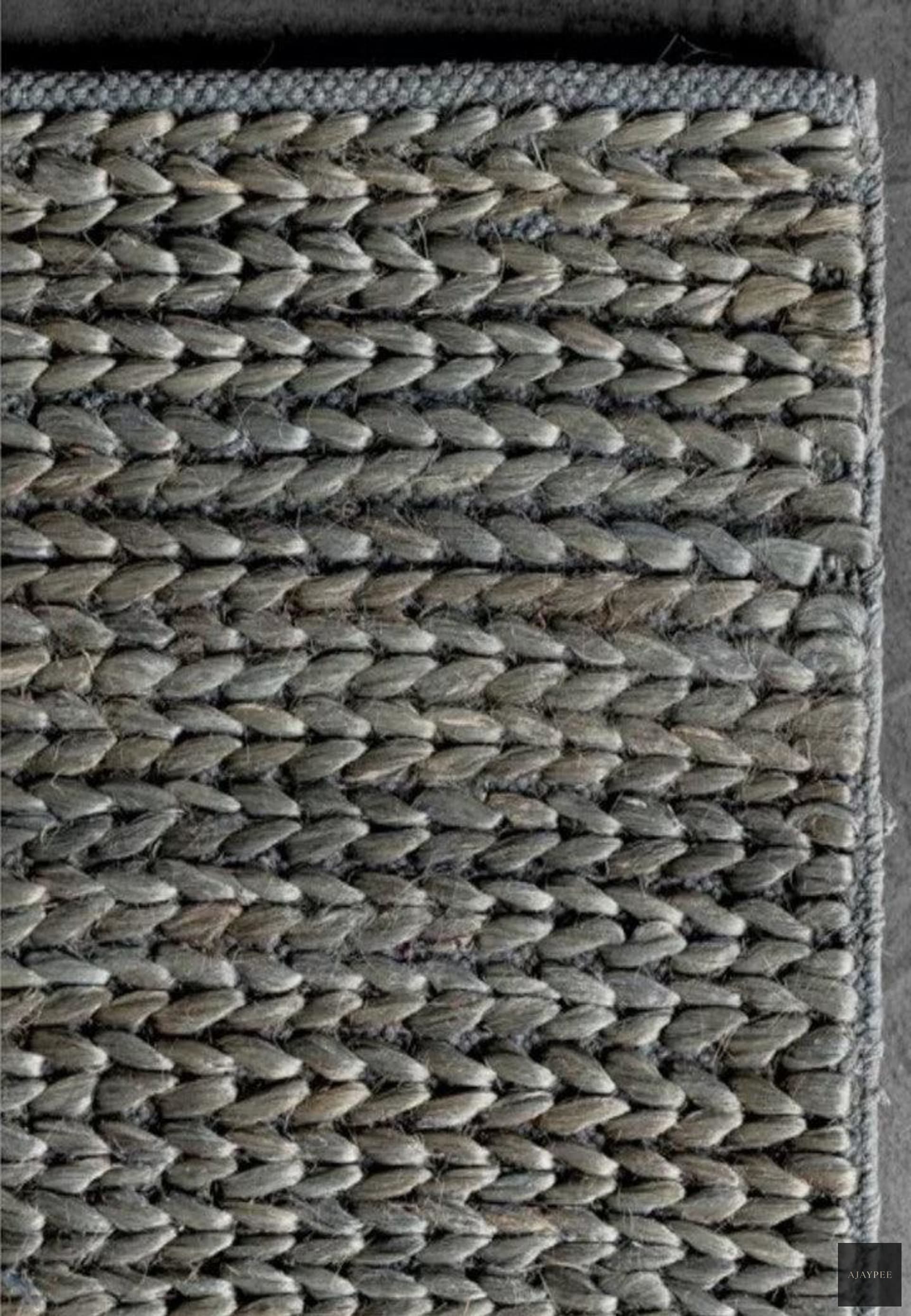 Hemp HandWoven Rug_Grey Braided Pony – Jute Hand Woven handmade carpet by Ajaypee Carpets