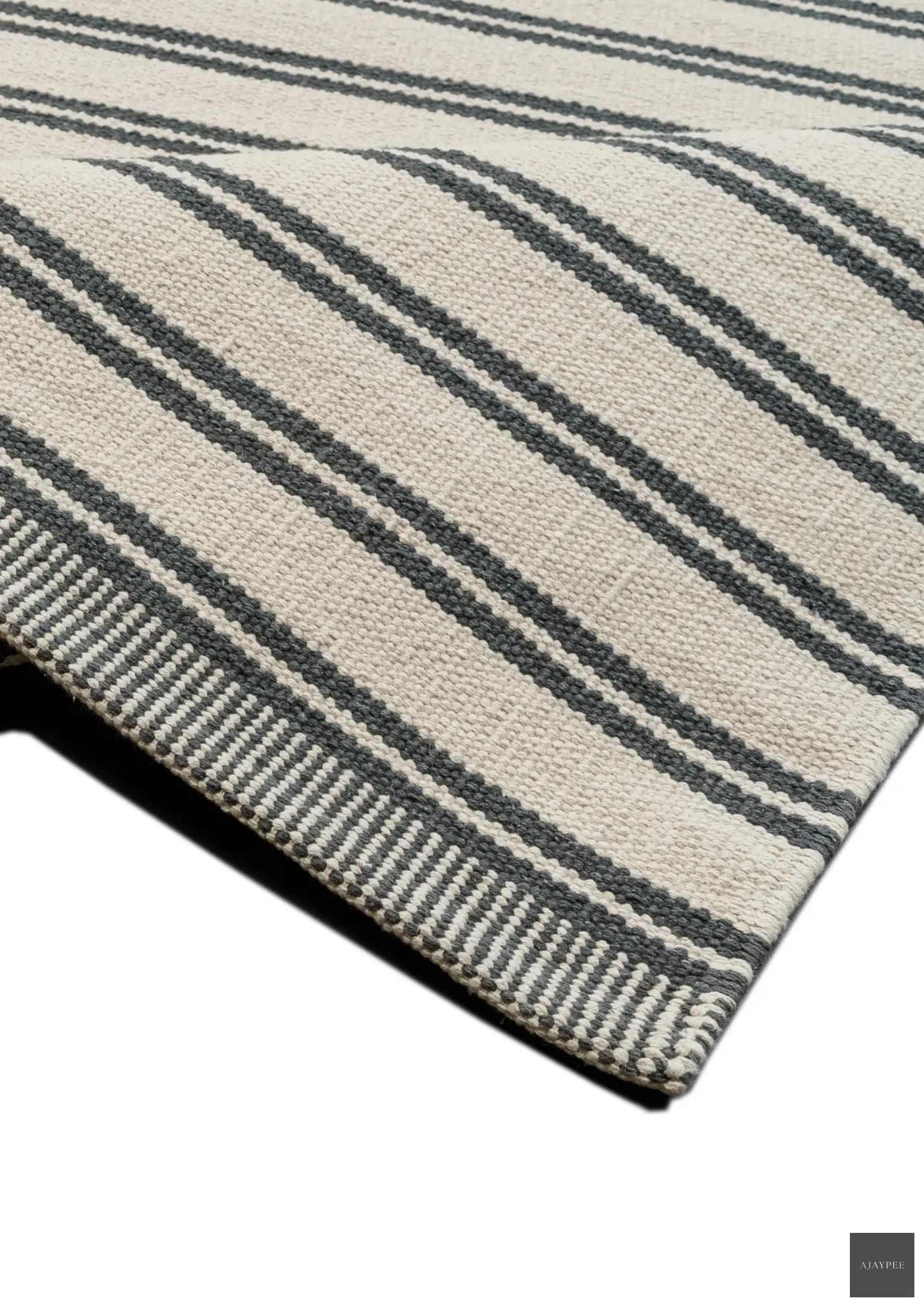 Cotton Hand-woven Rug : Nando Stripe - Cotton - Hand Woven - Ajaypee Carpets (Detail)