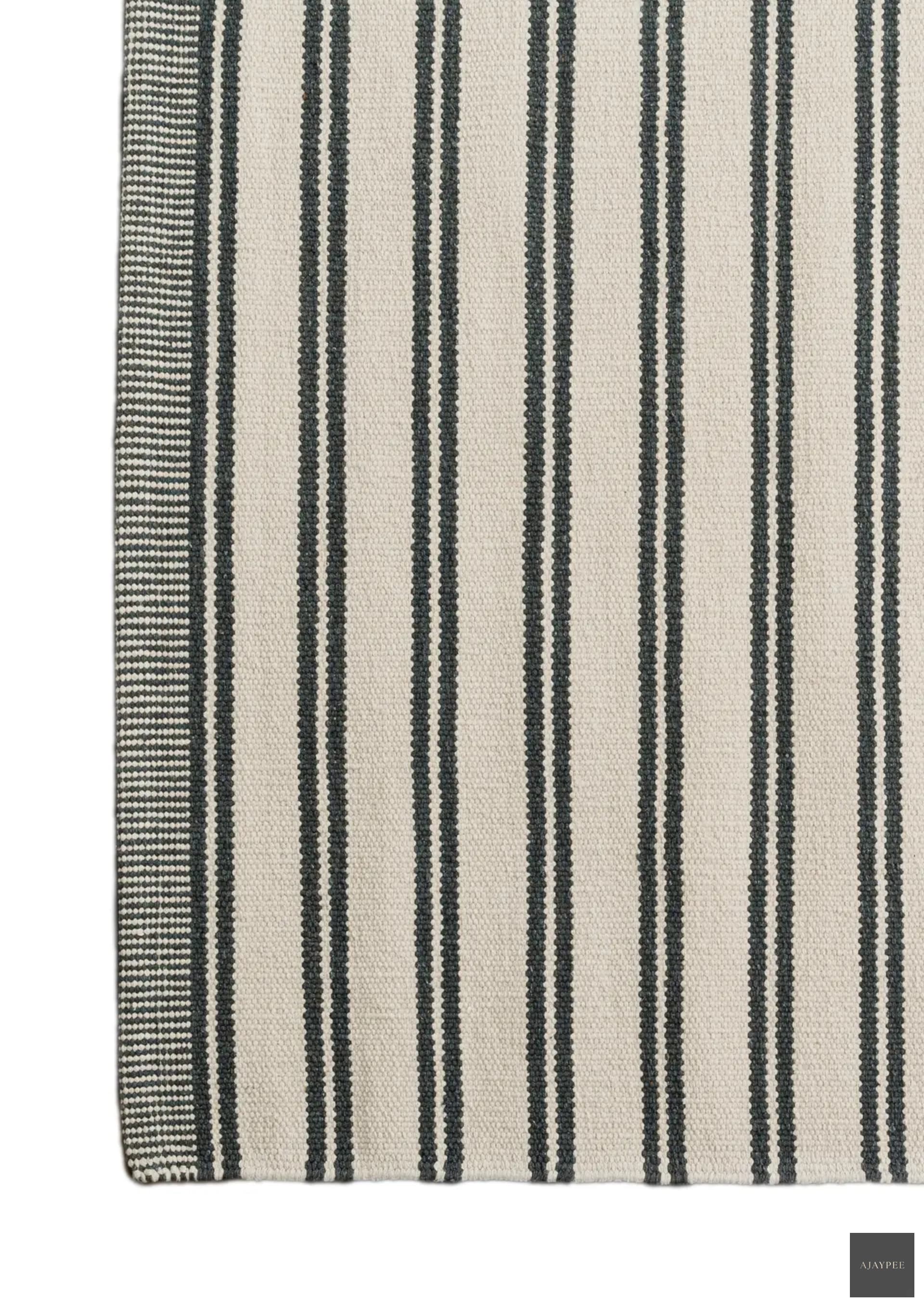 Cotton Hand-woven Rug : Nando Stripe - Cotton - Hand Woven - Ajaypee Carpets (Thumbnail 4)