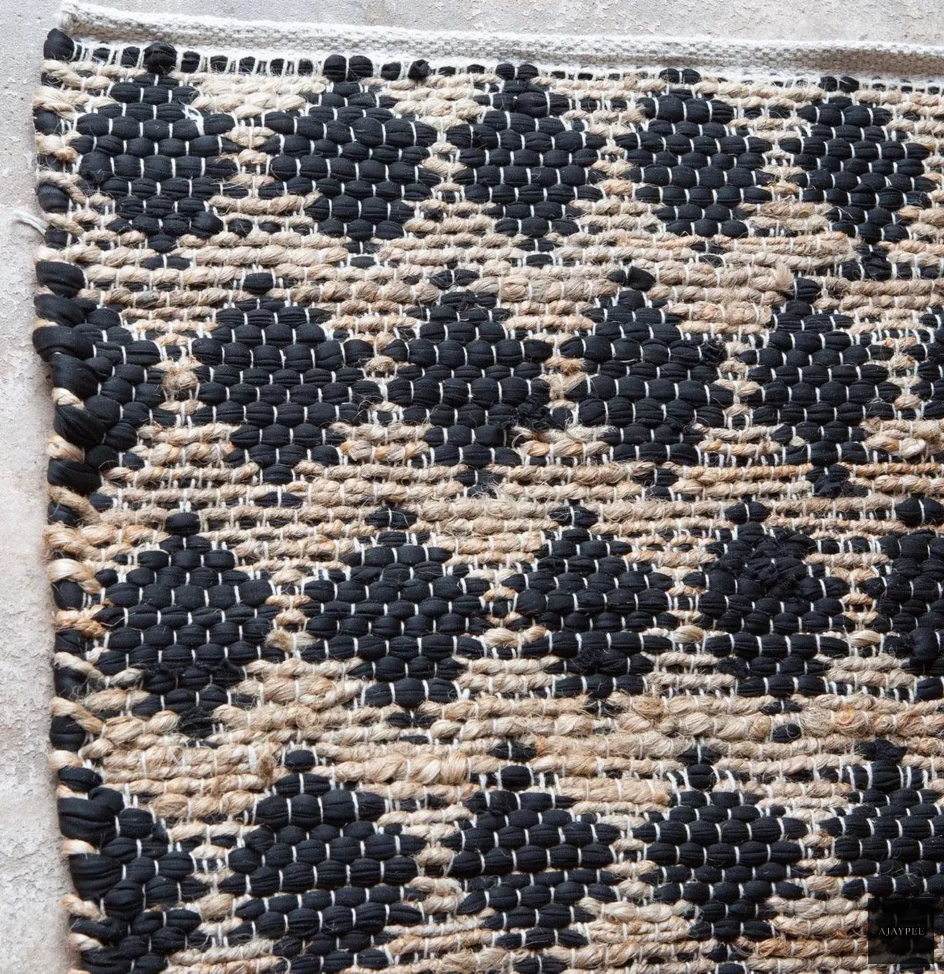 Cotton & Hemp Handwoven Rug:Tahiti - Jute - Hand Woven - Ajaypee Carpets (Detail)