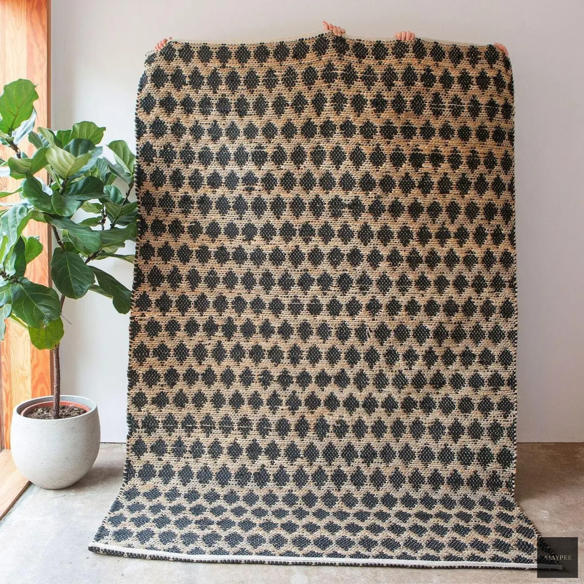 Cotton & Hemp Handwoven Rug:Tahiti - Jute - Hand Woven - Ajaypee Carpets (Thumbnail 3)