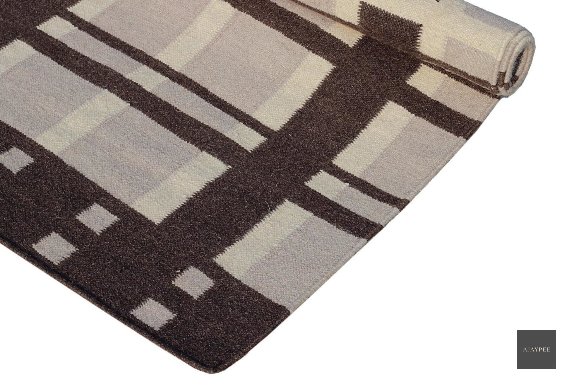 Wool HandWoven Rug_Gawe - Cotton - Flatweave - Ajaypee Carpets (Detail)