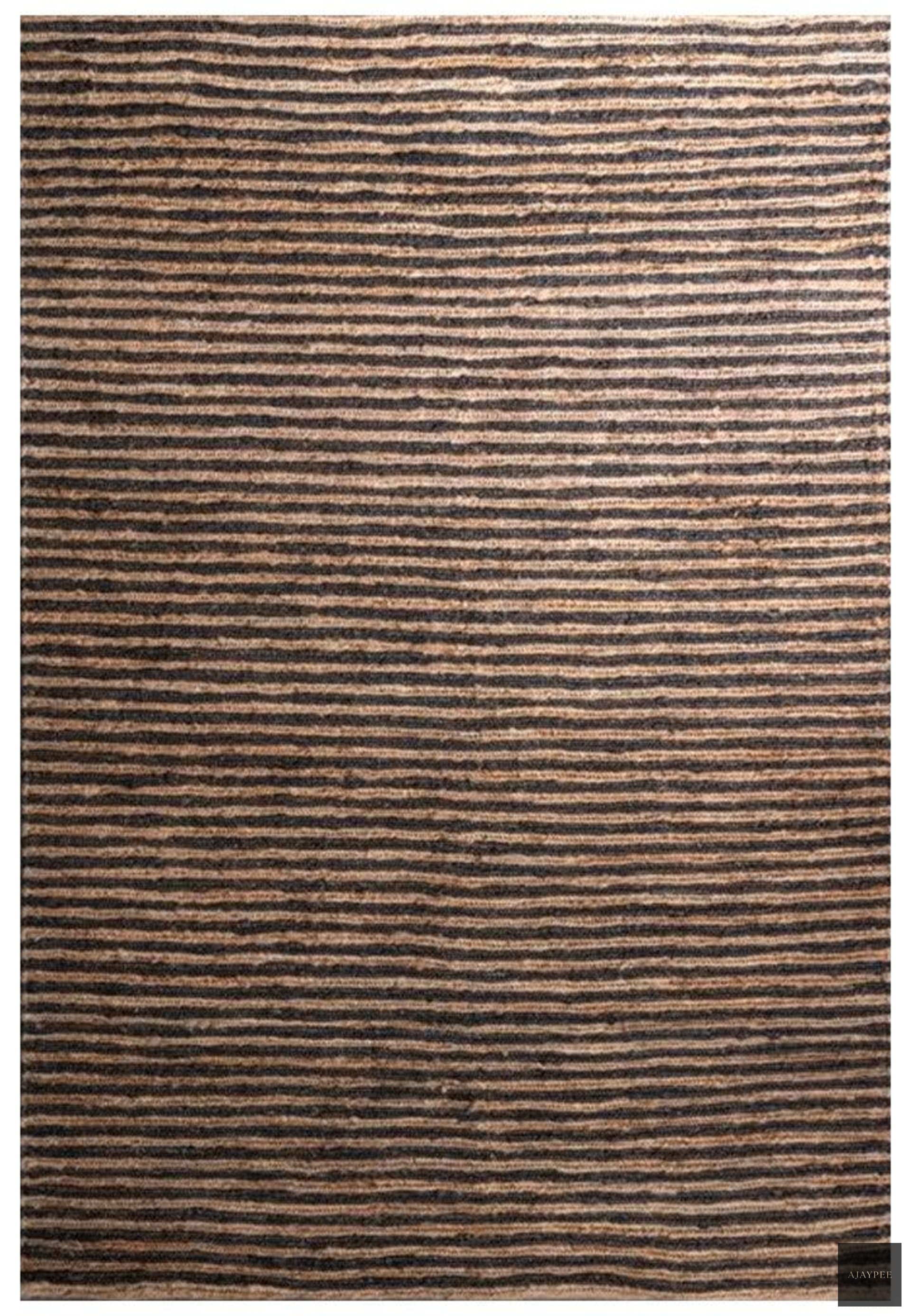 Hemp Hand Woven Rug _ Dual Stripes - Jute - Flatweave - Ajaypee Carpets