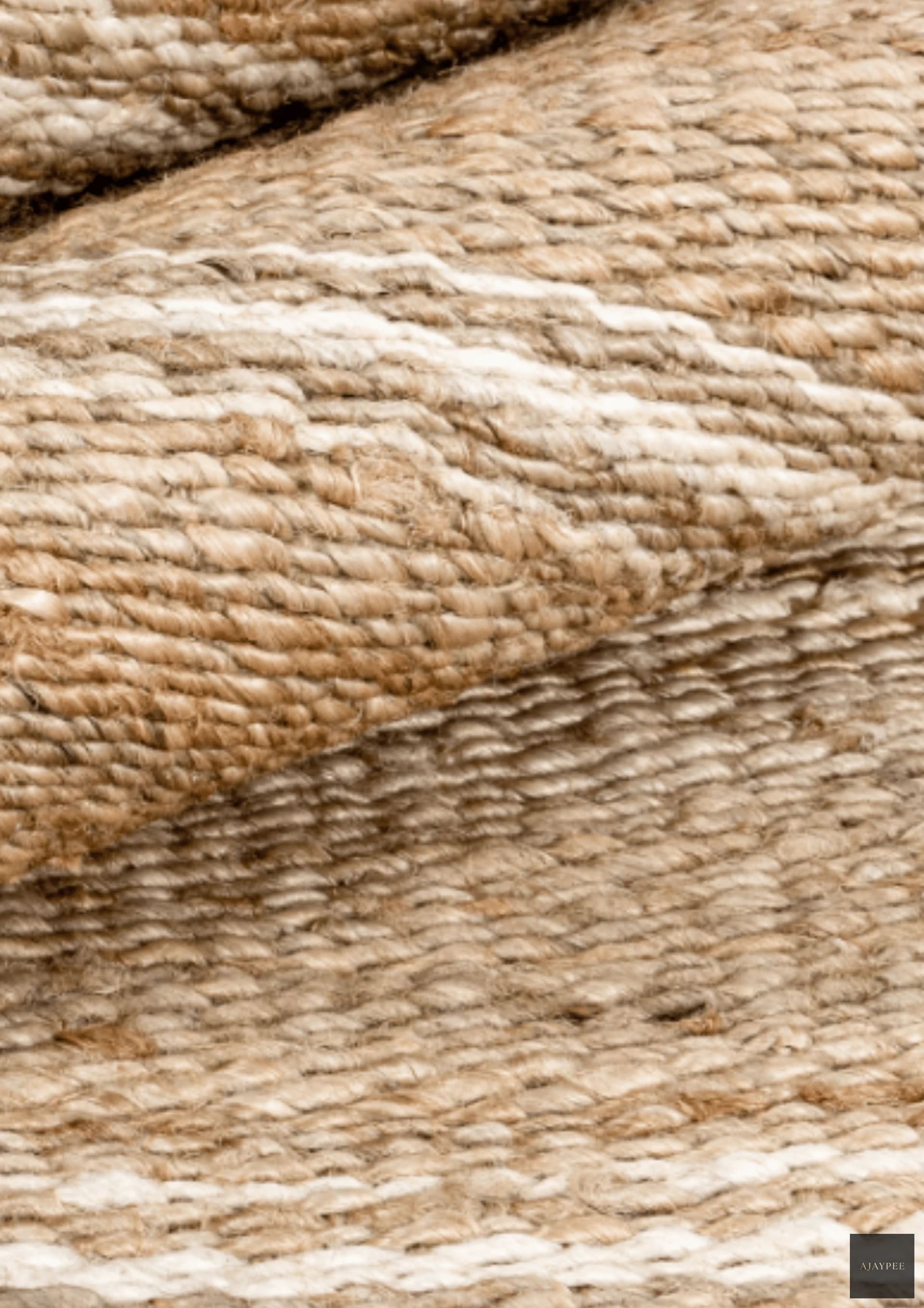 Hemp Hand Woven Rug: Earth Stripes - Jute - Hand Woven - Ajaypee Carpets (Thumbnail 2)