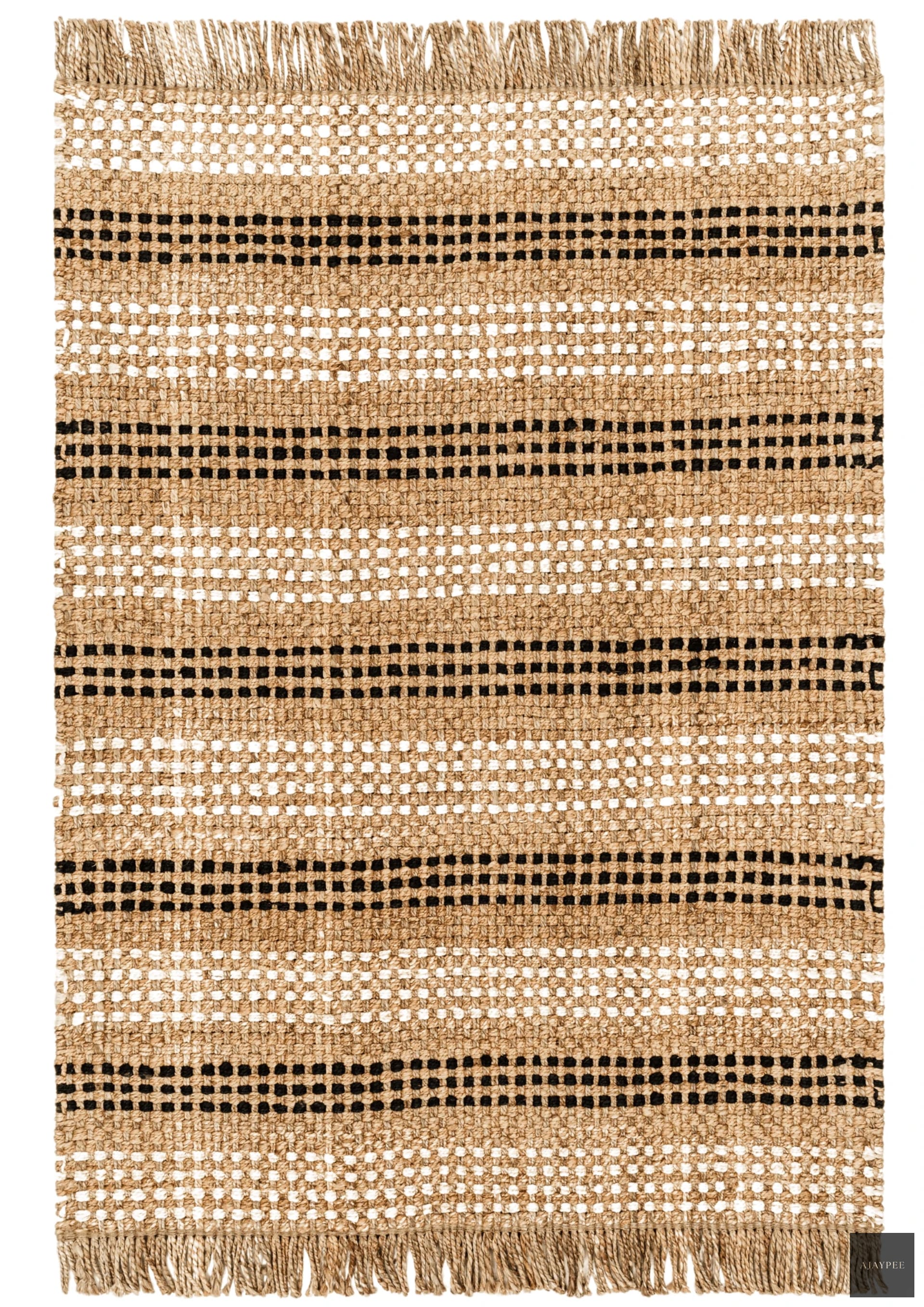 Hemp Hand Woven Rug _ Frontier Fringe - Jute - Flatweave - Ajaypee Carpets