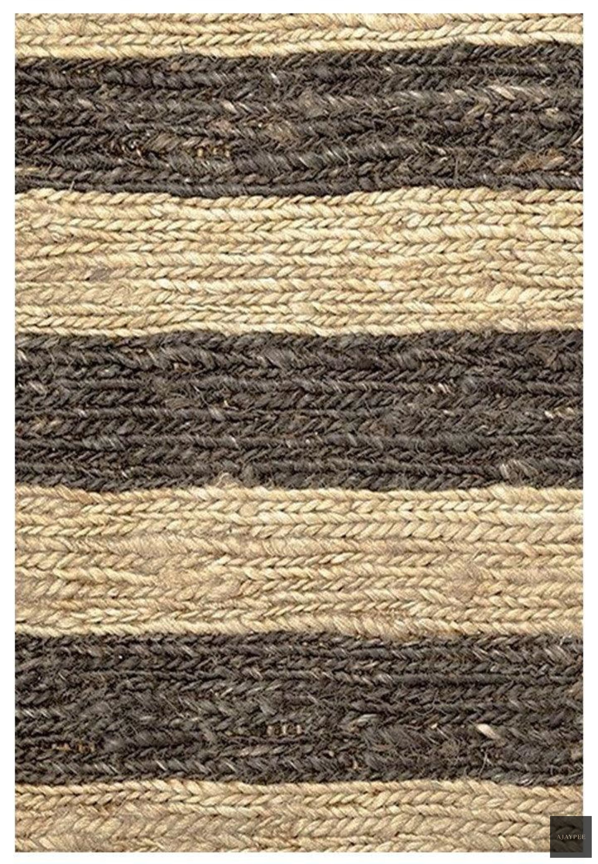 Hemp Hand Woven Rug _ Gino Stripe - Jute - Flatweave - Ajaypee Carpets