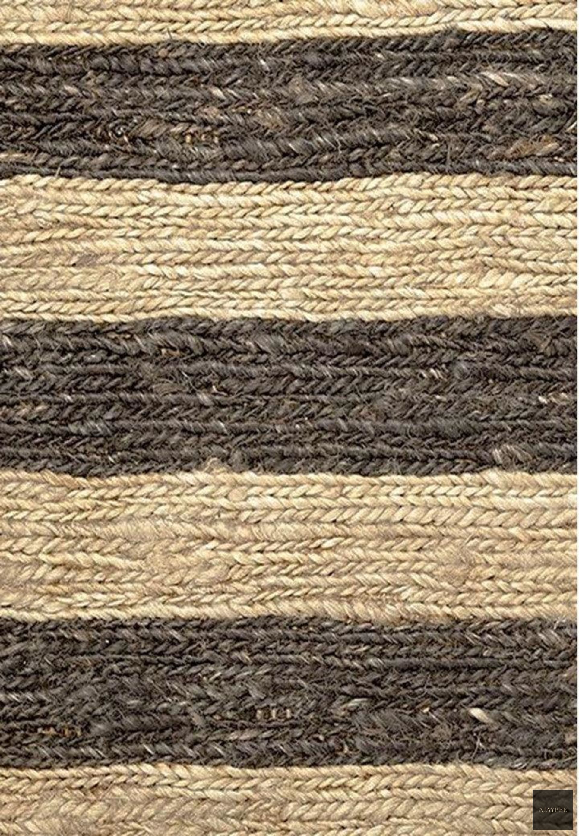 Hemp Hand Woven Rug _ Gino Stripe - Jute - Flatweave - Ajaypee Carpets (Thumbnail 3)