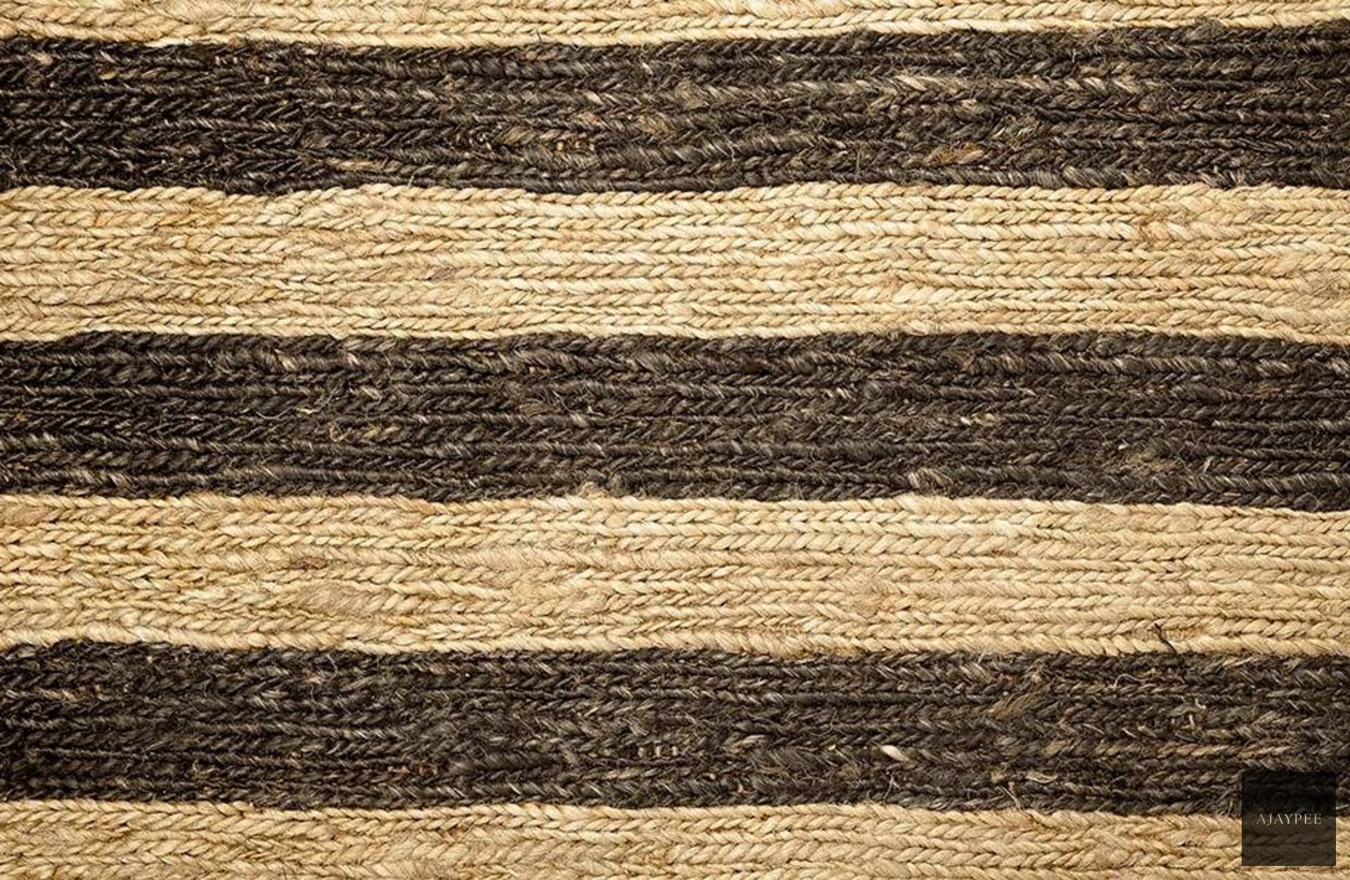 Hemp Hand Woven Rug _ Gino Stripe - Jute - Flatweave - Ajaypee Carpets (Thumbnail 4)
