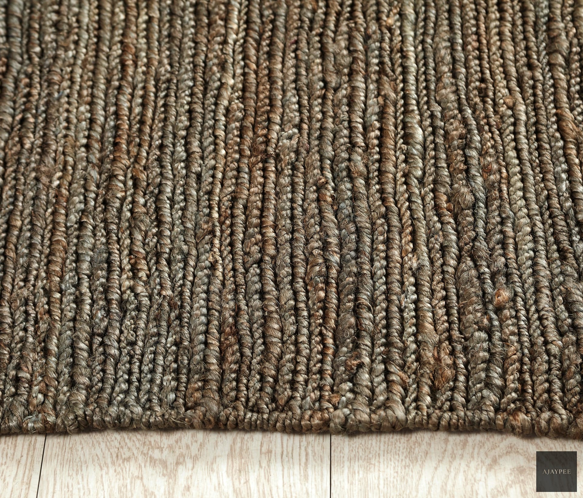Hemp Hand Woven Rug _ Grey Lines - Jute - Flatweave - Ajaypee Carpets (Thumbnail 3)