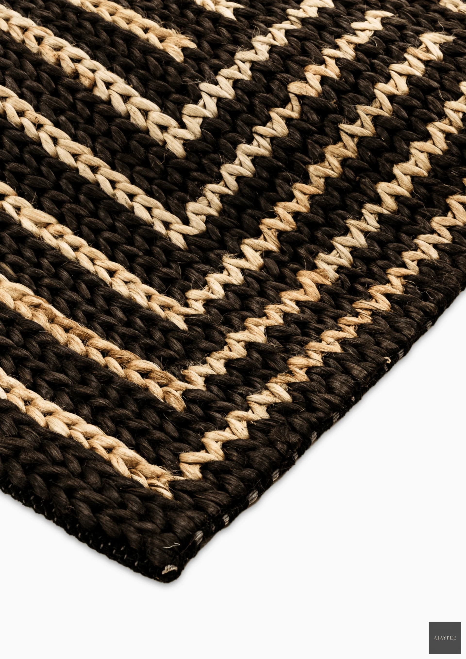 Hemp Hand Woven Rug _ Sparta Stripes - Jute - Flatweave - Ajaypee Carpets (Detail)