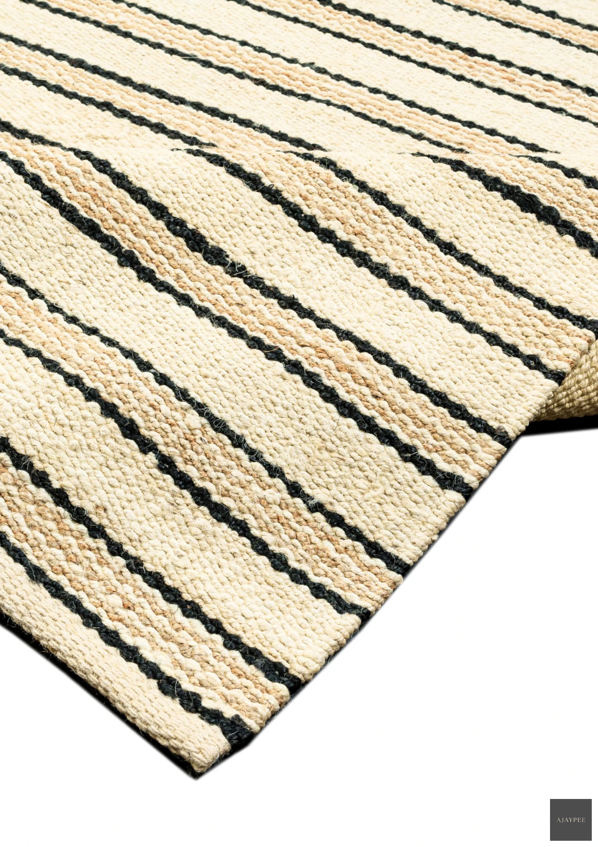 Hemp Hand Woven Rug _ Stripe Egma - Jute - Flatweave - Ajaypee Carpets (Detail)