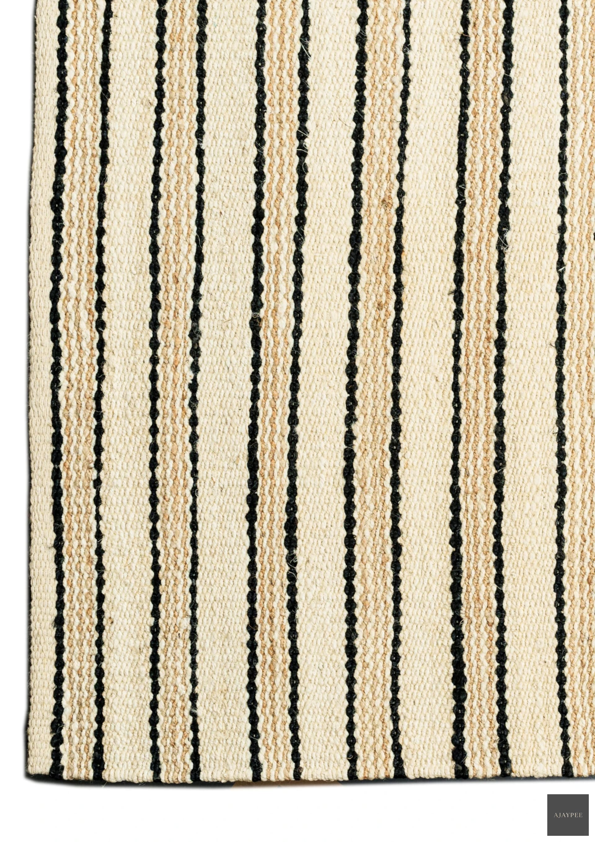 Hemp Hand Woven Rug _ Stripe Egma - Jute - Flatweave - Ajaypee Carpets (Thumbnail 5)