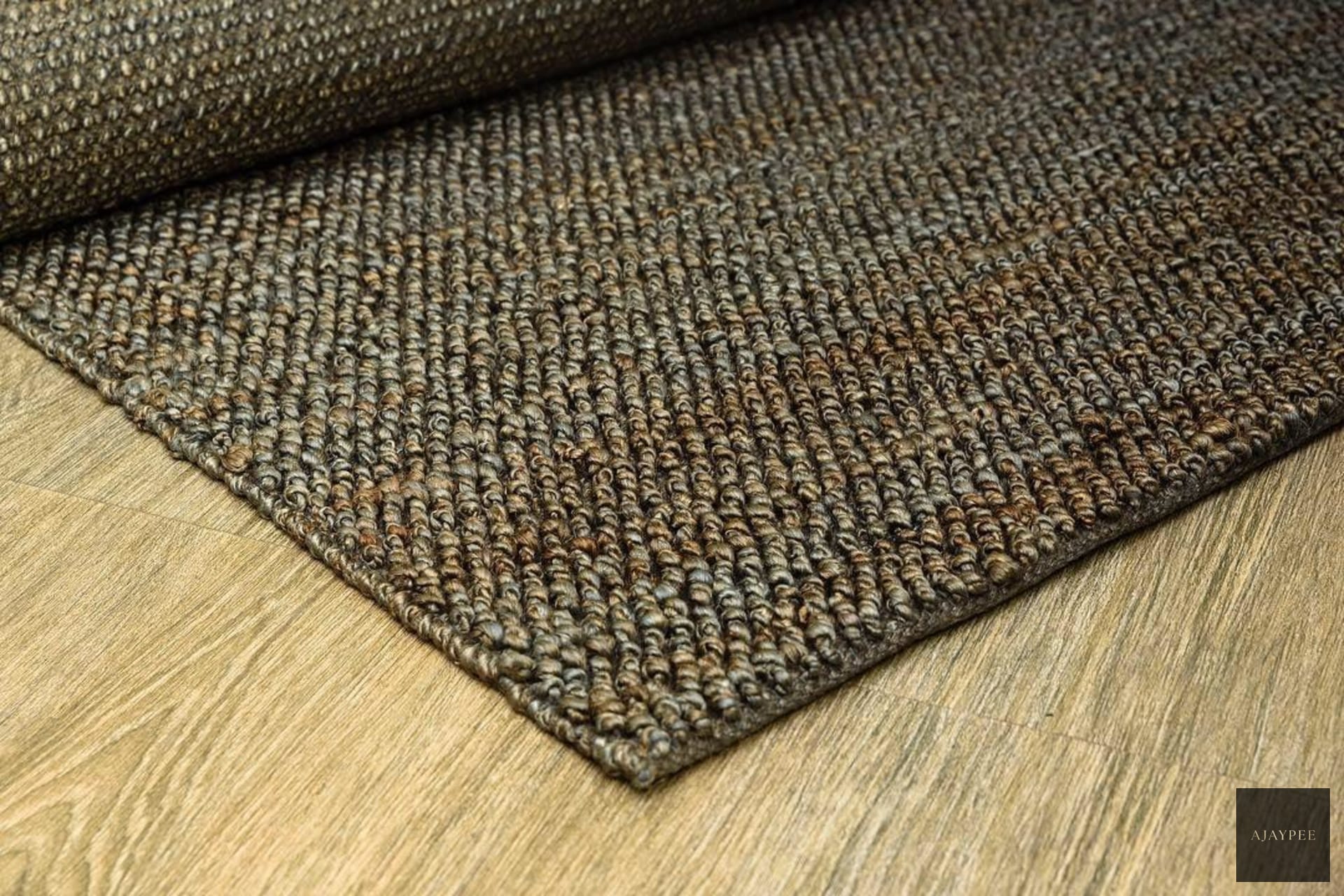 Hemp Hand Woven Rug: Grey Loop - Jute - Flatweave - Ajaypee Carpets (Detail)