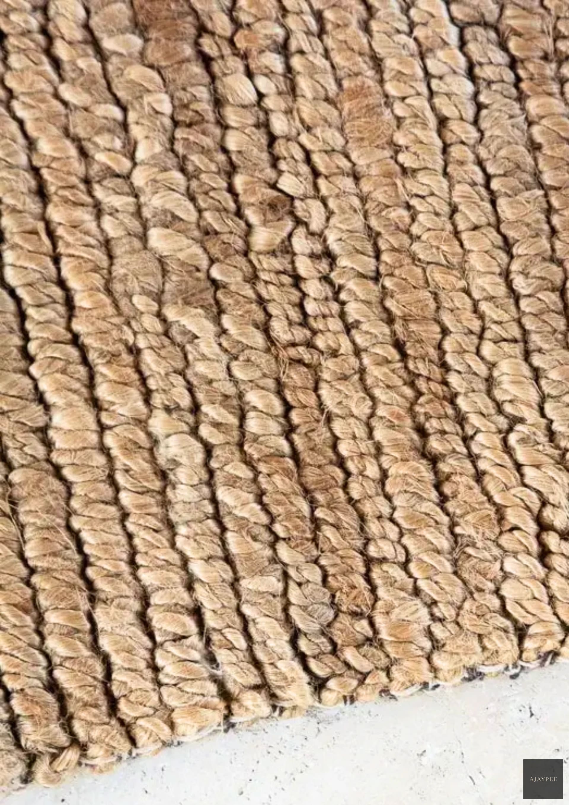 Hemp Handknotted Carpet _ Loop Natural - Jute - Hand Knotted - Ajaypee Carpets (Thumbnail 2)