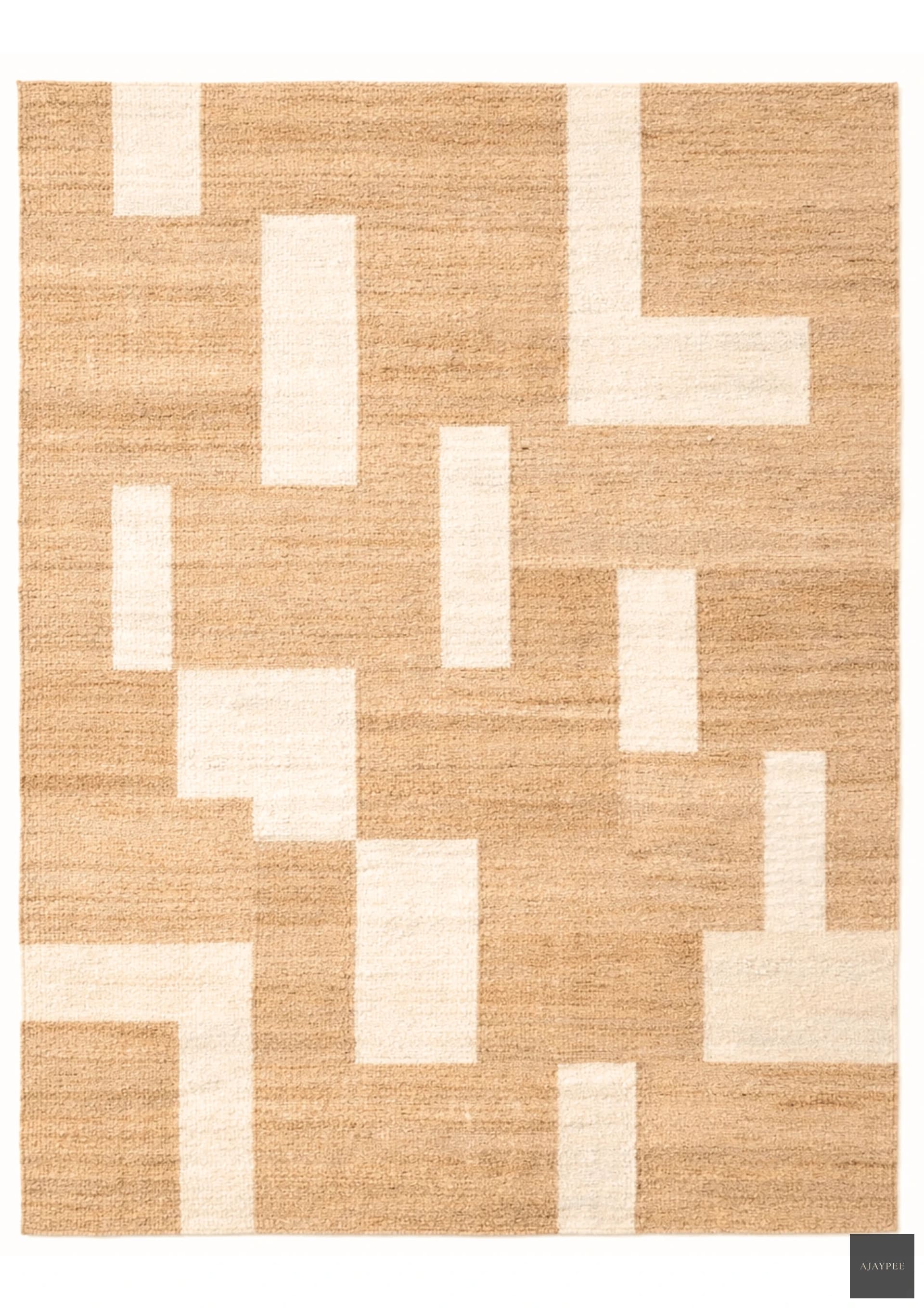 Hemp Handwoven Panja Rug_ Oat Mosaic – Jute Hand Woven handmade carpet by Ajaypee Carpets