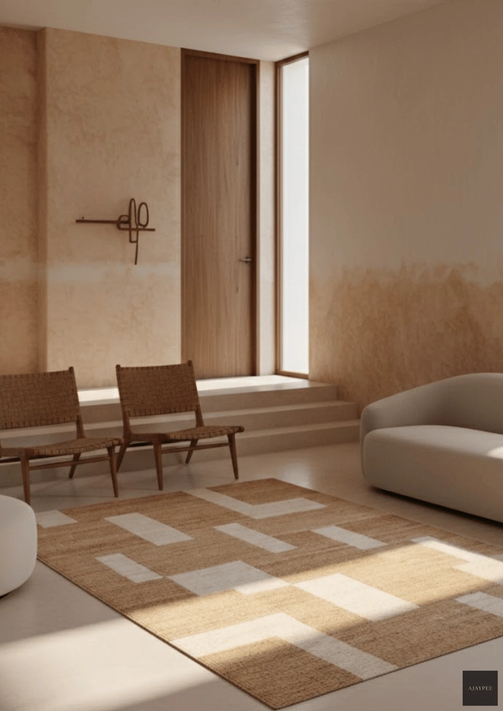 Hemp Handwoven Panja Rug_ Oat Mosaic - Jute - Hand Woven - Ajaypee Carpets (Thumbnail 5)