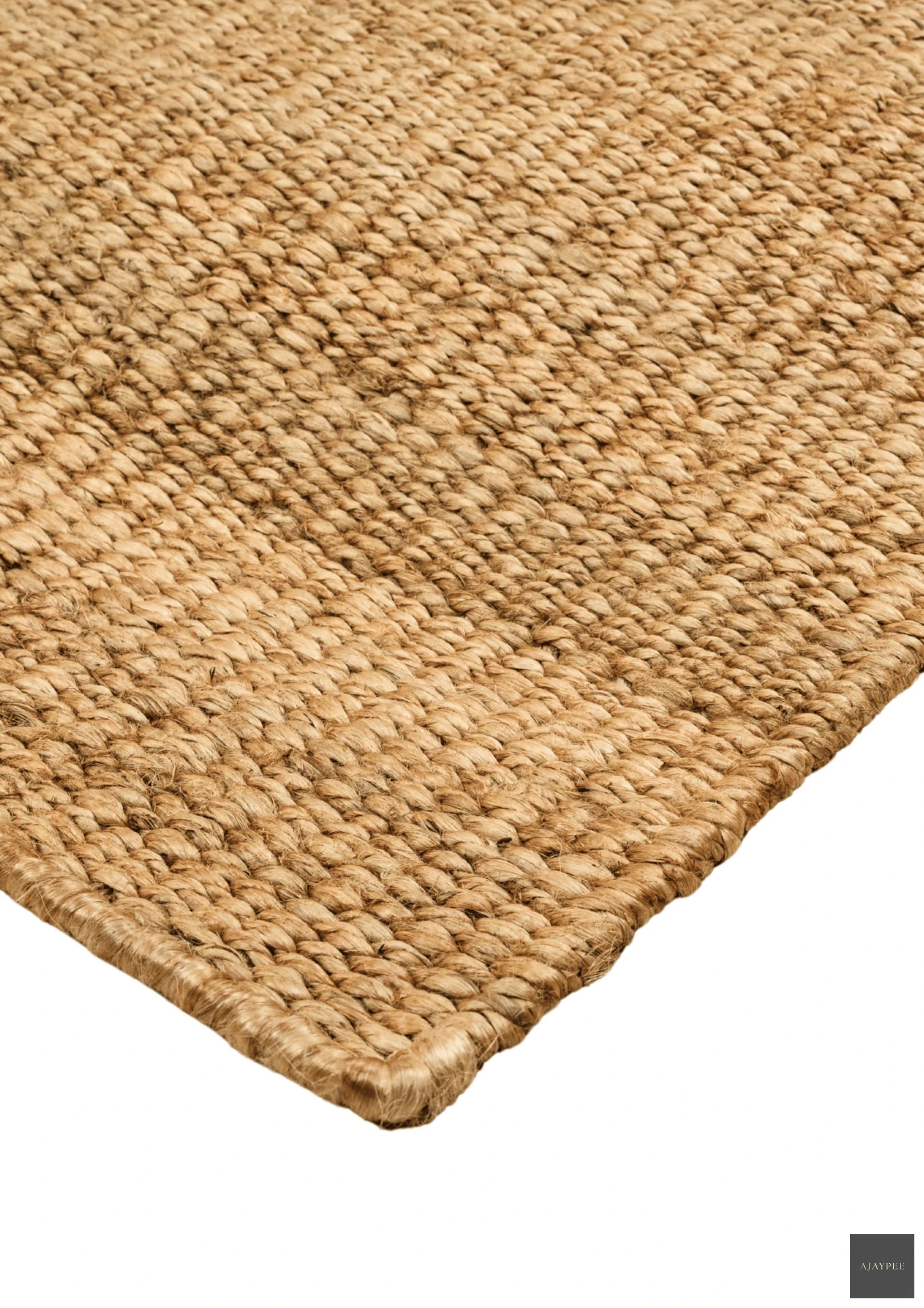 Hemp Handwoven Rug _ Plain Natural - Jute - Hand Woven - Ajaypee Carpets (Thumbnail 2)