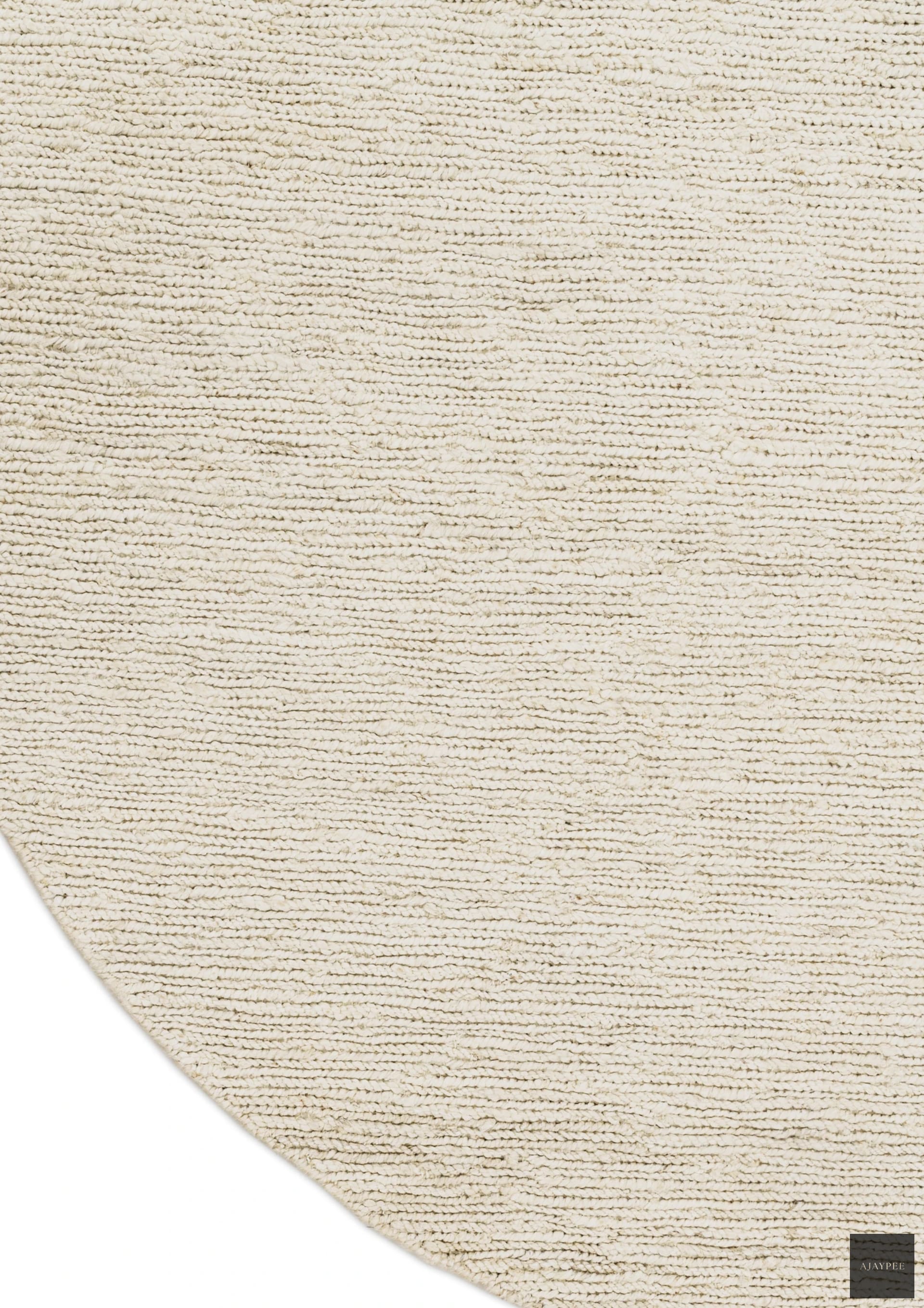 Hemp Handwoven Rug _ Round Lines White - Jute - Hand Woven - Ajaypee Carpets (Thumbnail 3)