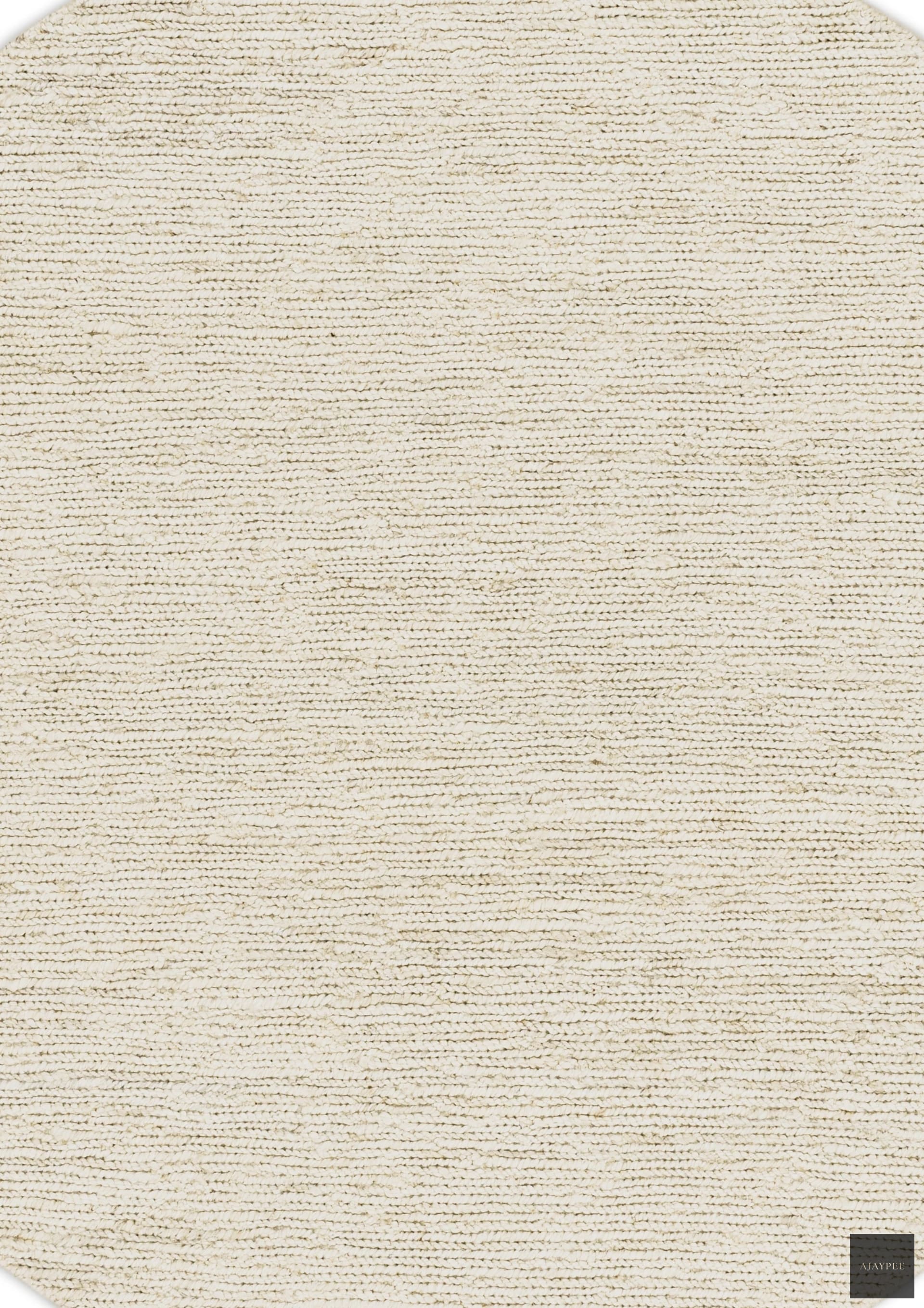 Hemp Handwoven Rug _ Round Lines White - Jute - Hand Woven - Ajaypee Carpets (Thumbnail 4)