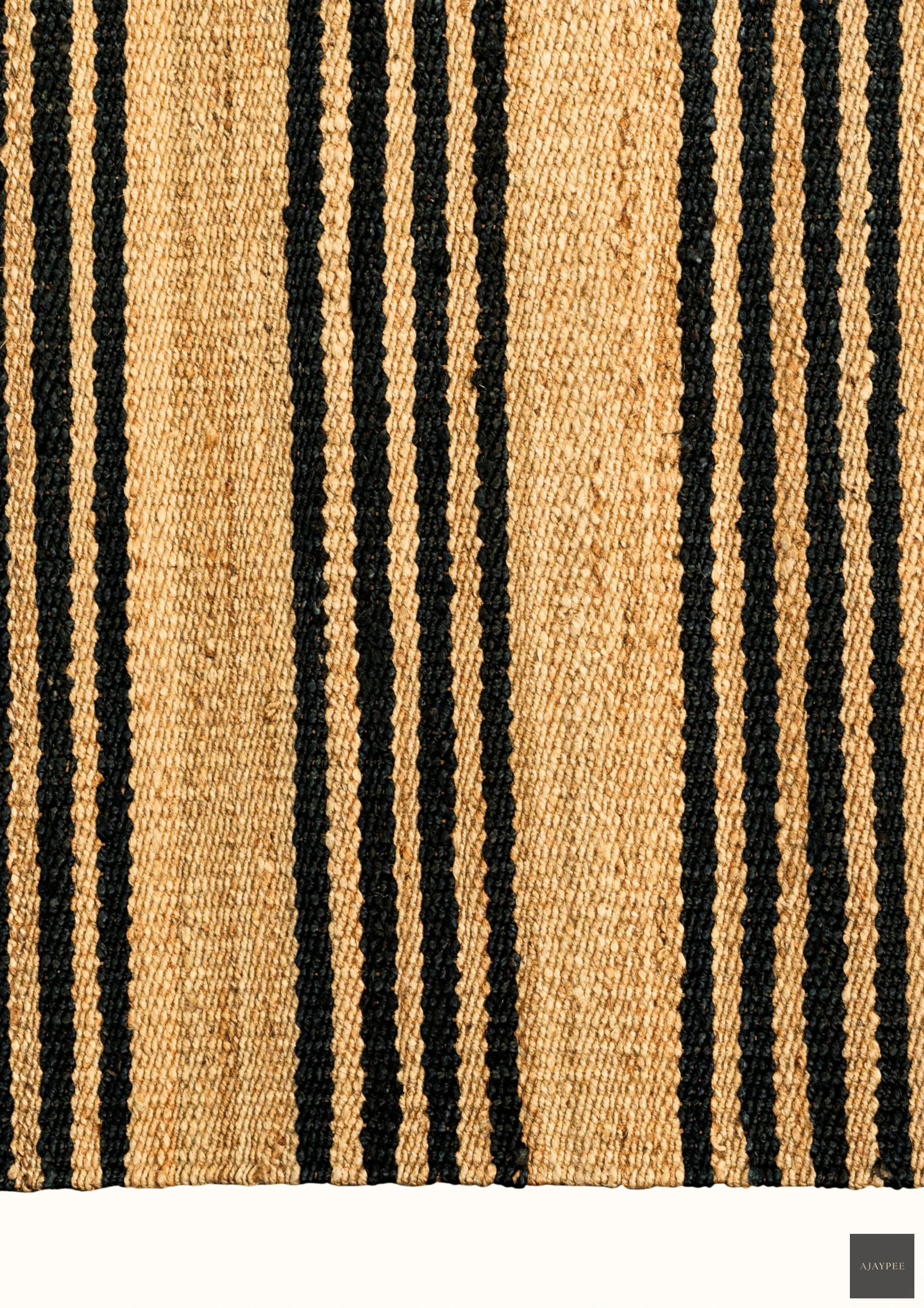 Hemp HandWoven Rug _ Stripe: Finn - Jute - Flatweave - Ajaypee Carpets (Thumbnail 3)