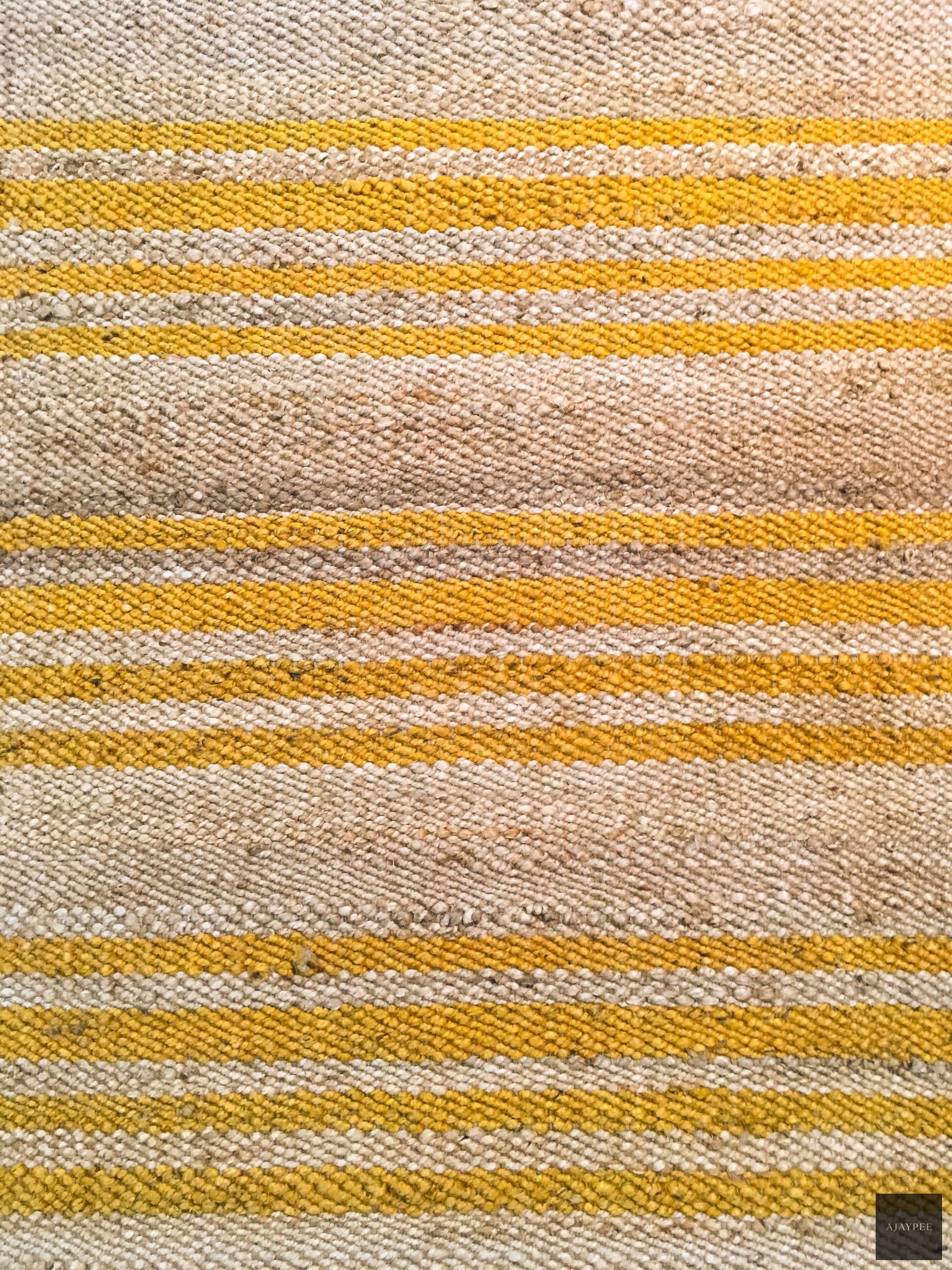 Hemp HandWoven Rug _ Stripe: SunFlower - Jute - Flatweave - Ajaypee Carpets (Thumbnail 3)