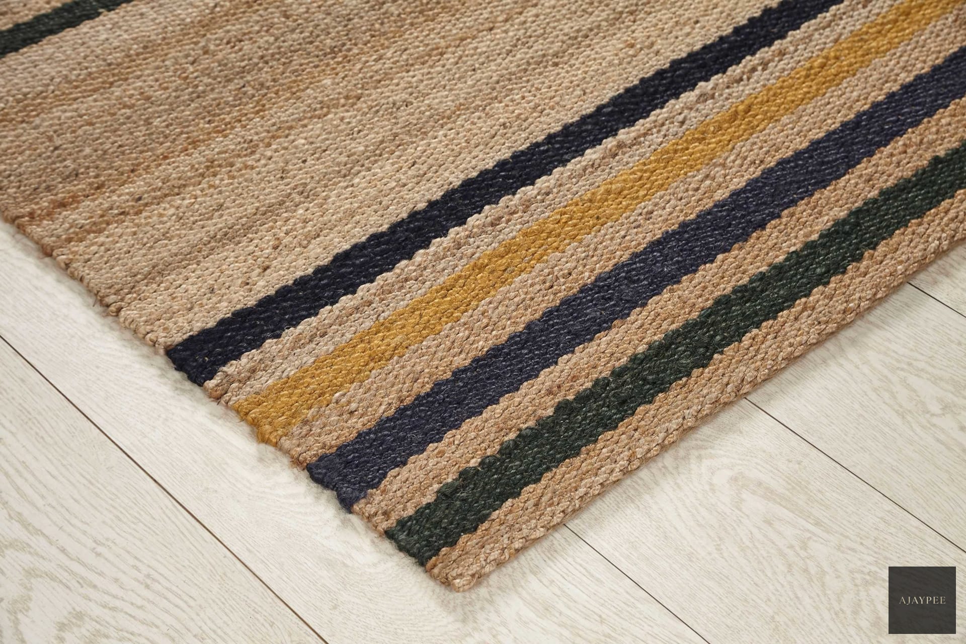 Hemp HandWoven Rug _Multi Stripe - Jute - Flatweave - Ajaypee Carpets (Detail)