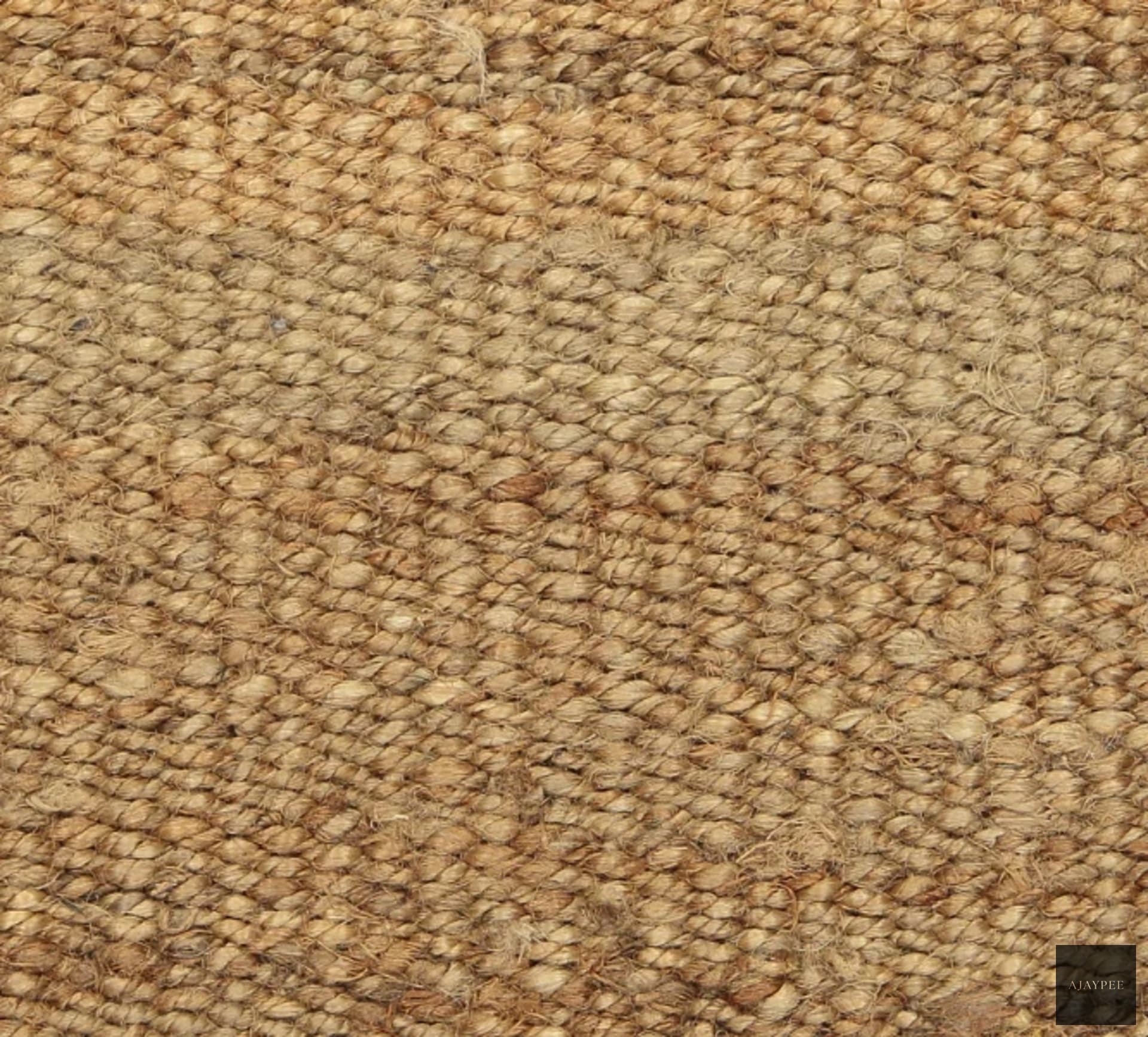 Hemp Handwoven Rug : Natural Panja Round - Jute - Flatweave - Ajaypee Carpets (Detail)