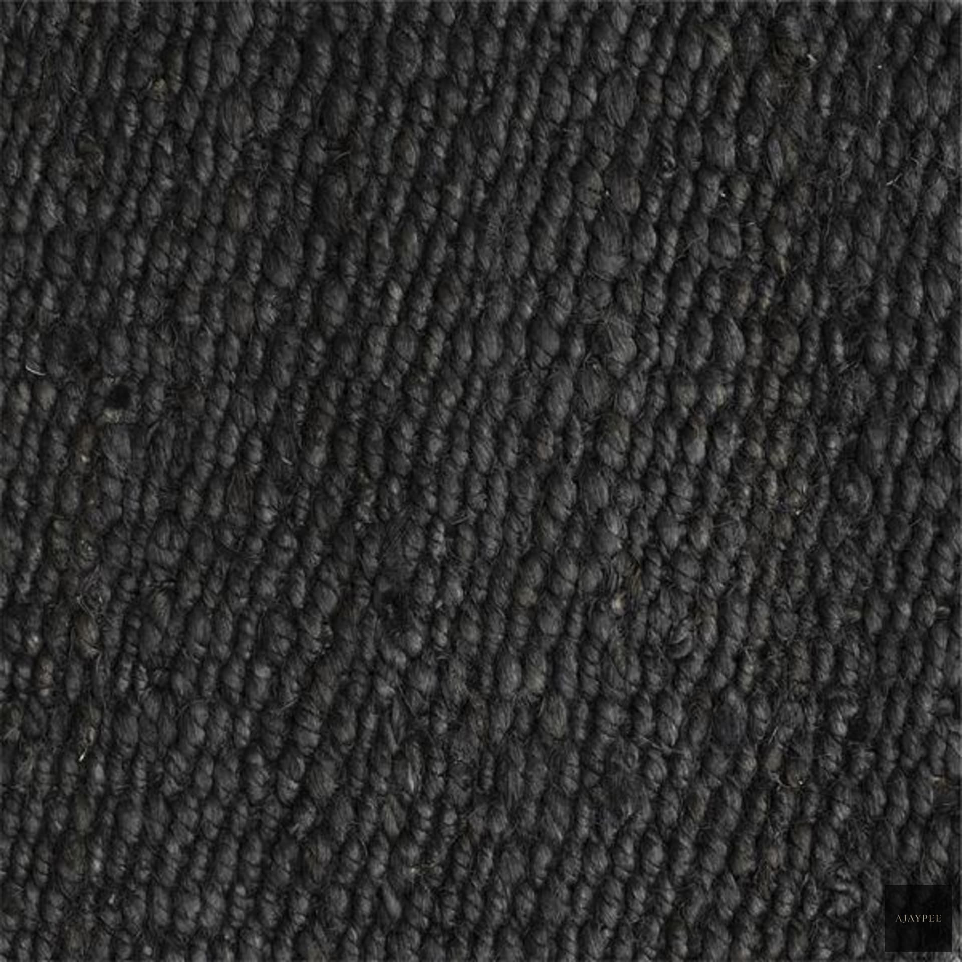 Hemp Handwoven Rug_ Black Ink - Jute - Flatweave - Ajaypee Carpets (Thumbnail 2)