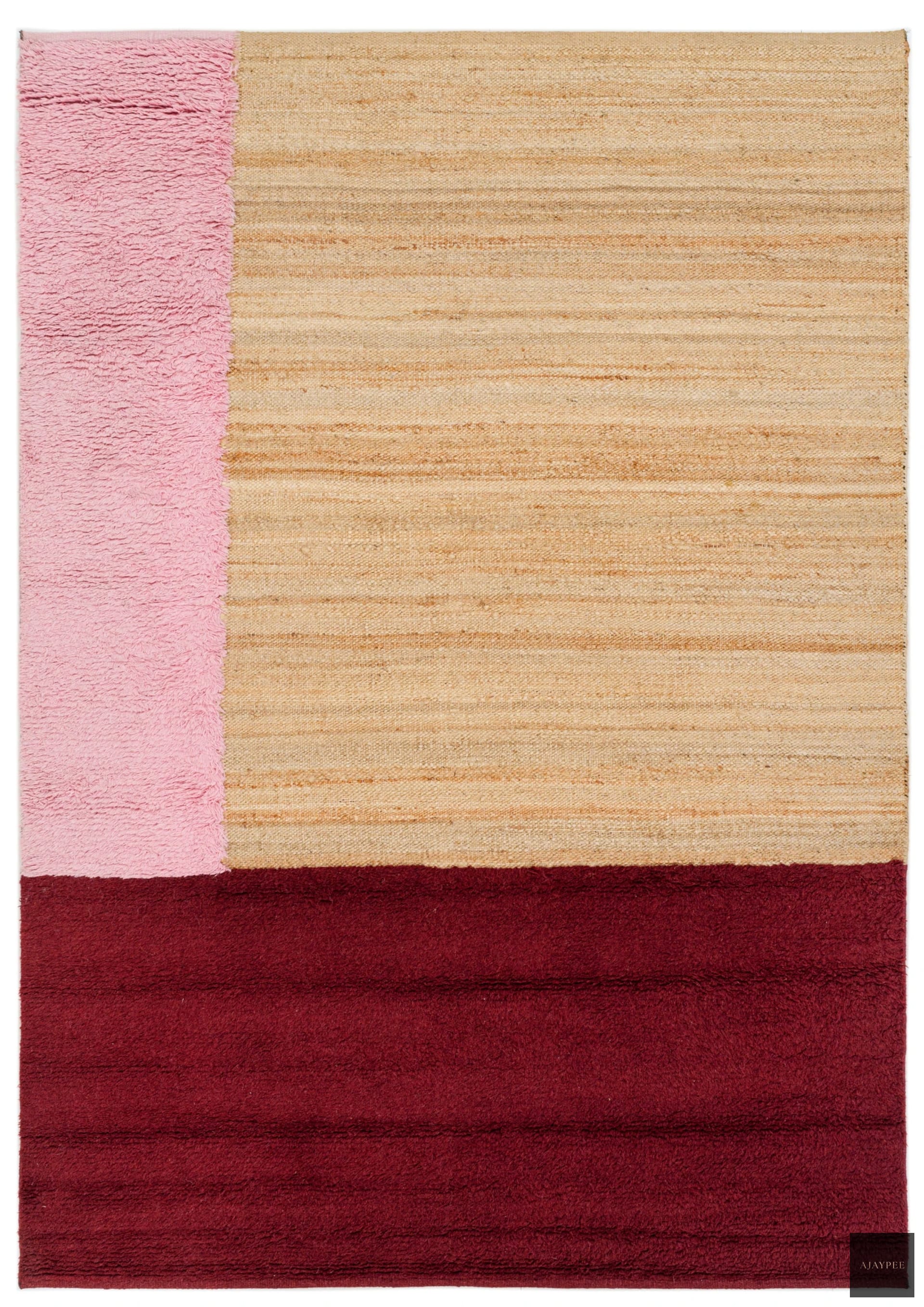 Hemp & Wool Hand knotted Carpet_ Maroon Merge - Jute - Flatweave - Ajaypee Carpets