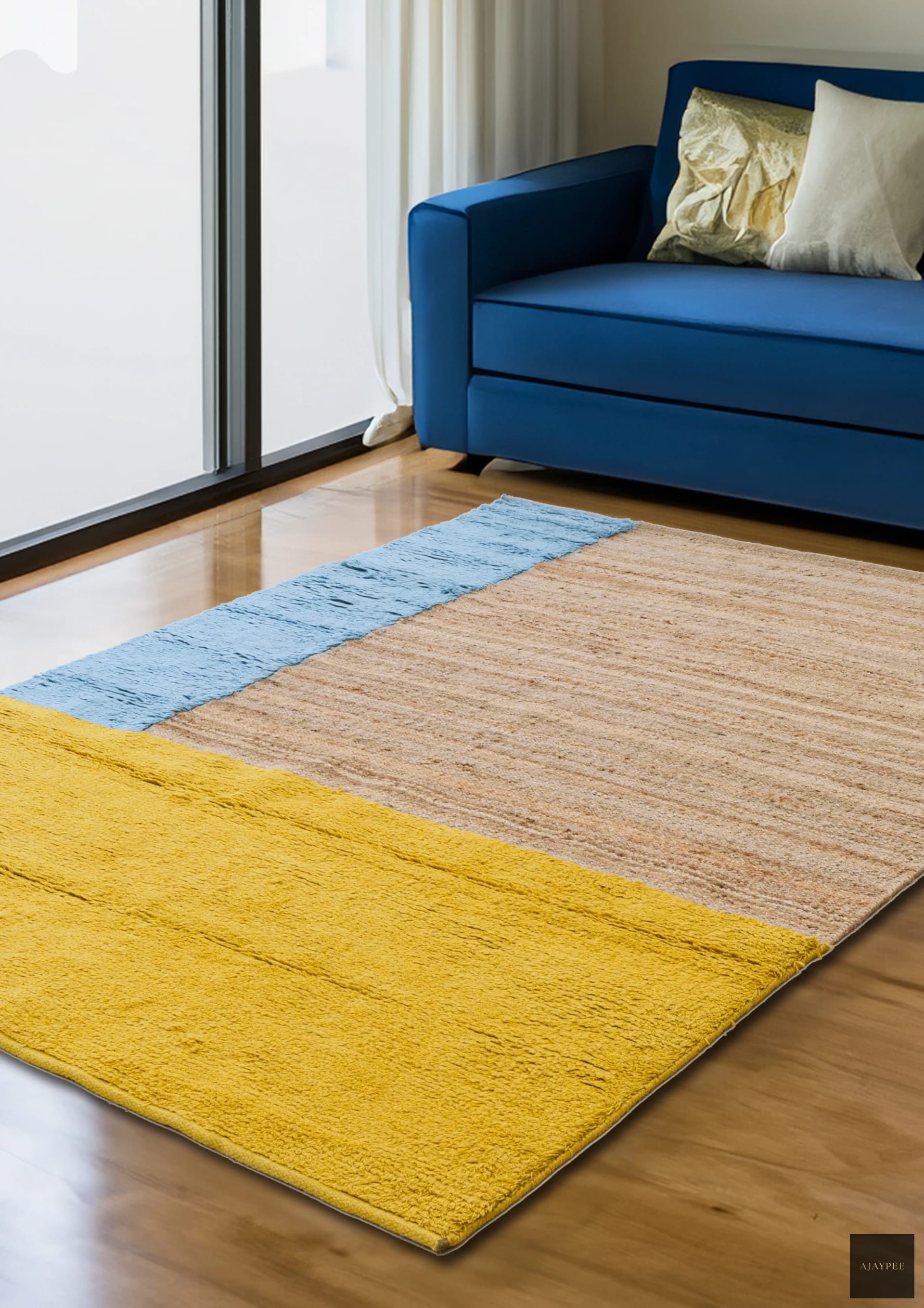 Hemp & Wool Hand knotted Carpet Dunazure - Jute - Hand Knotted - Ajaypee Carpets (Thumbnail 3)