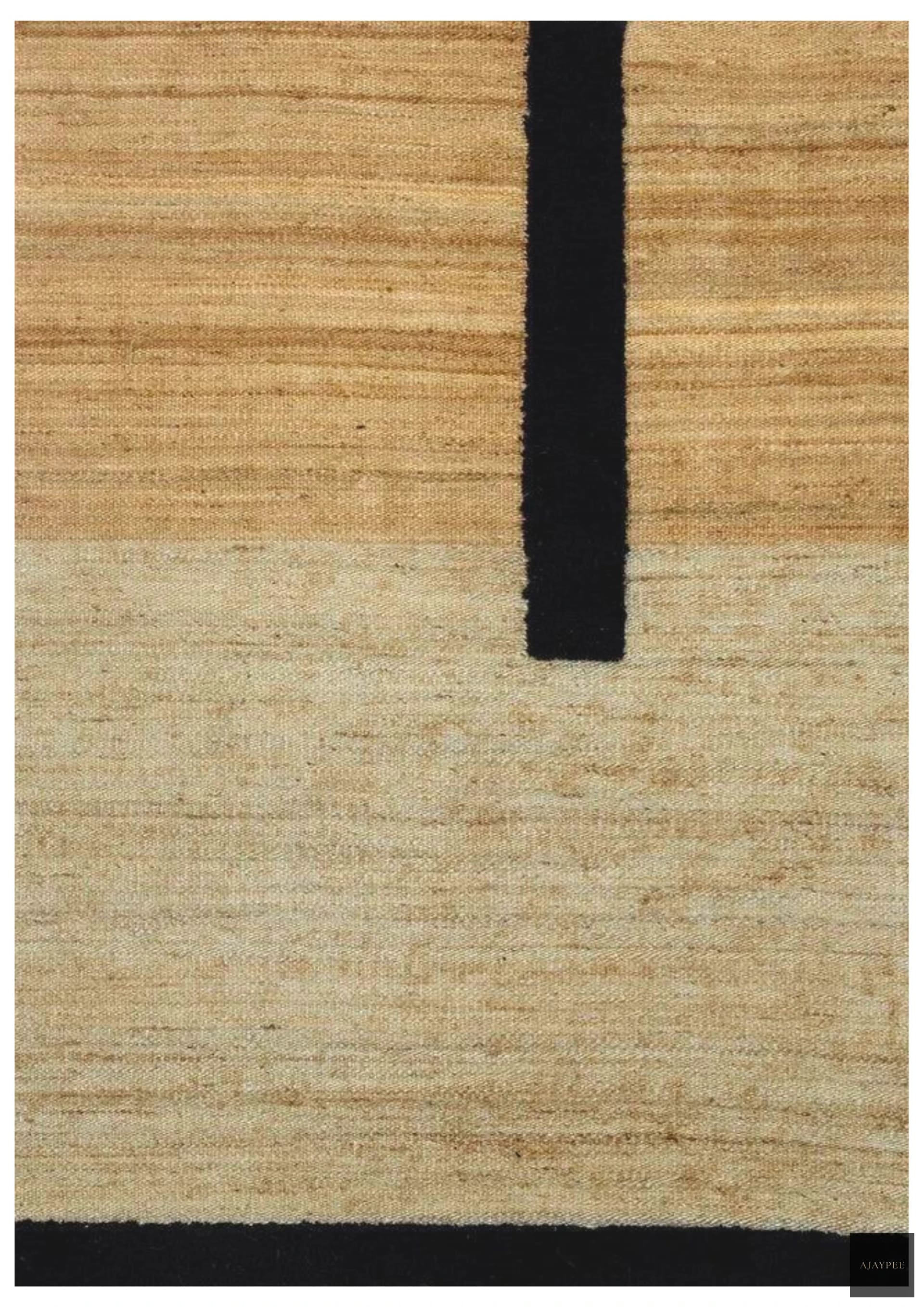Hemp & Wool Hand knotted Carpet_Linear Natural & Black – Jute Hand Knotted handmade carpet by Ajaypee Carpets