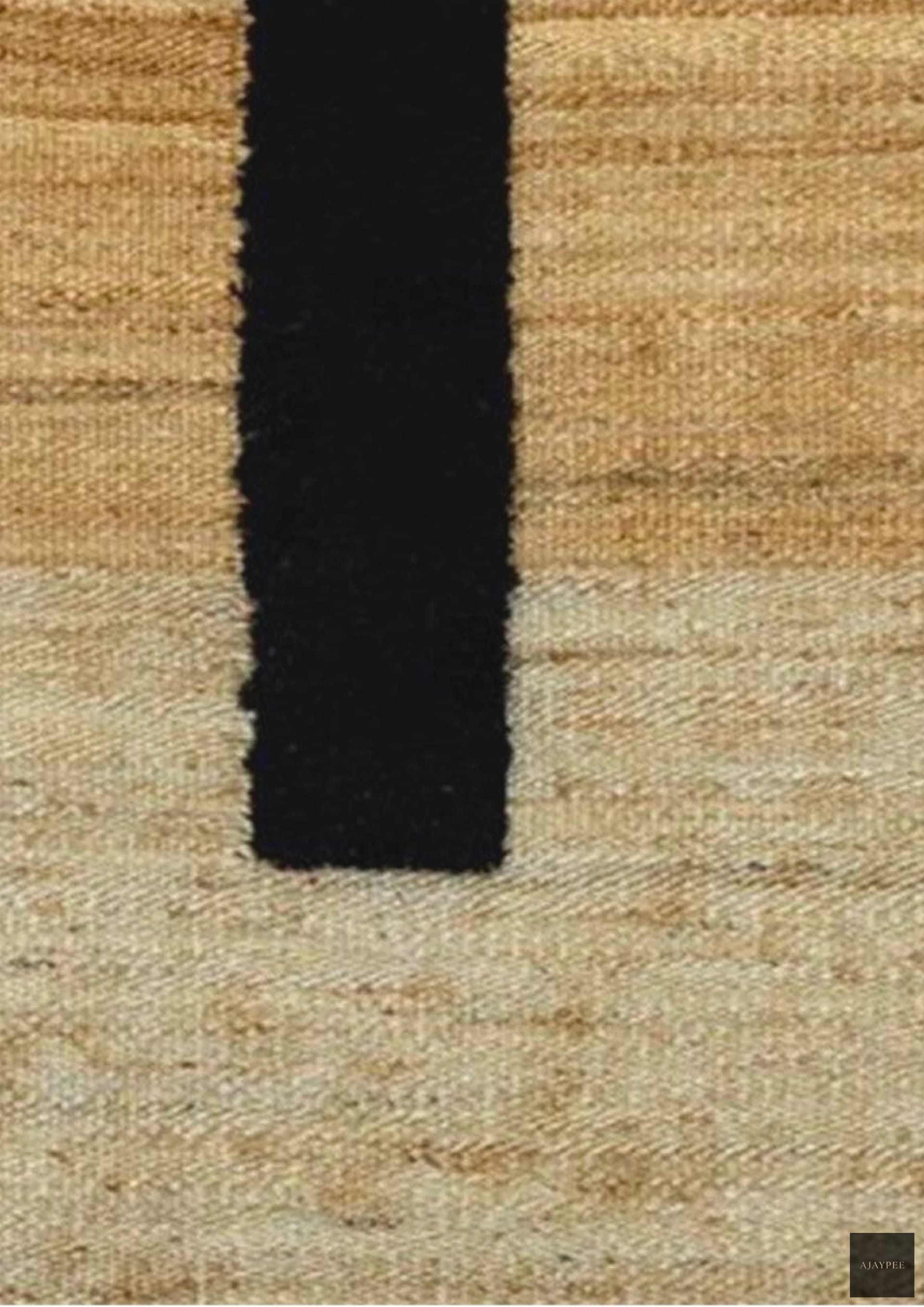 Hemp & Wool Hand knotted Carpet_Linear Natural & Black - Jute - Hand Knotted - Ajaypee Carpets (Thumbnail 2)