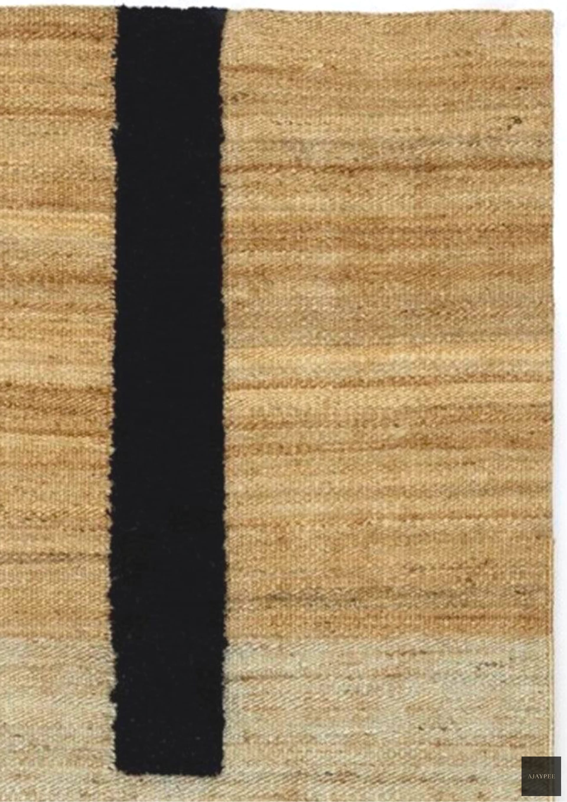 Hemp & Wool Hand knotted Carpet_Linear Natural & Black - Jute - Hand Knotted - Ajaypee Carpets (Thumbnail 3)