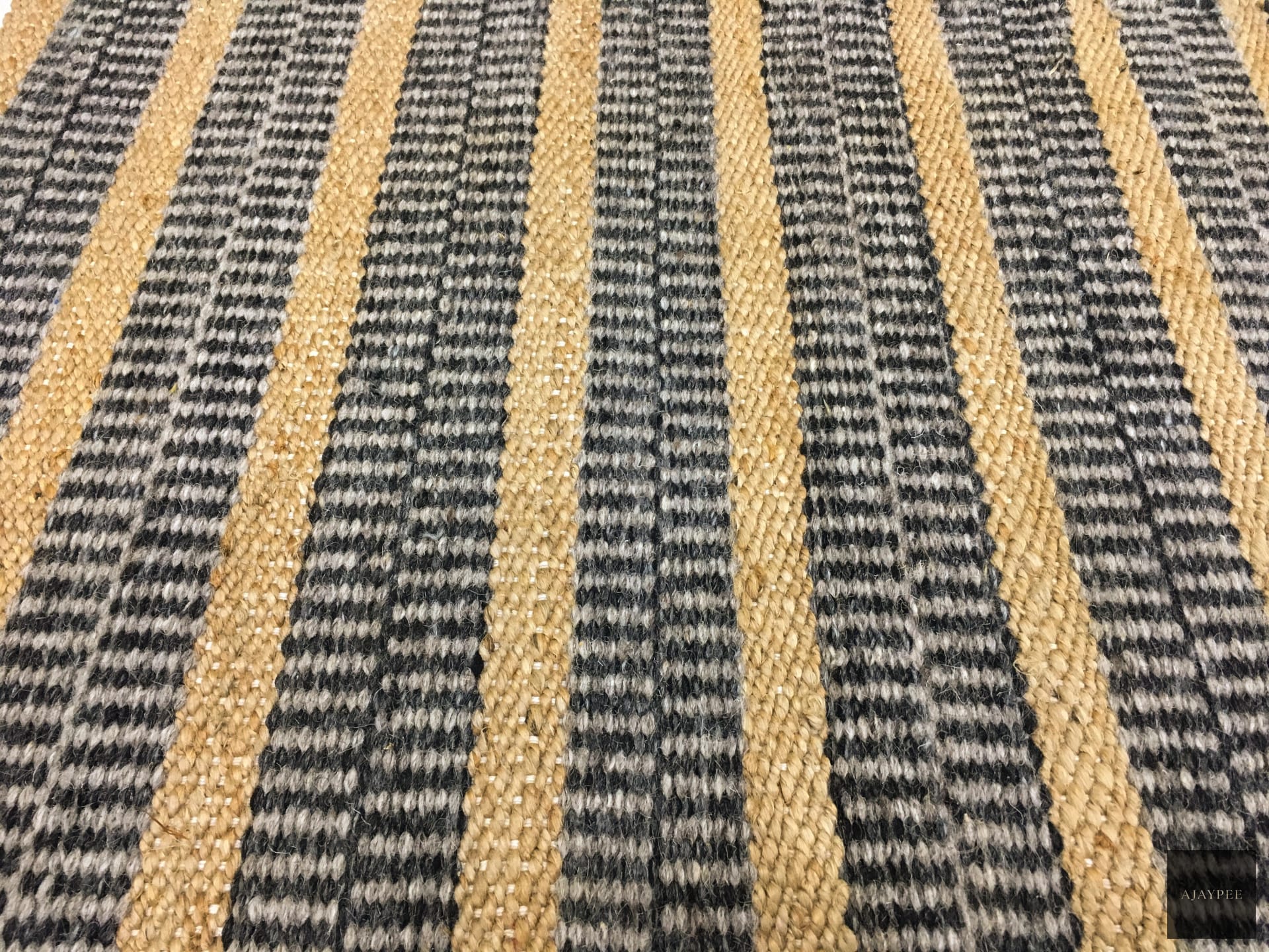 Hemp & Wool HandWoven Rug_Stripe - Jute - Flatweave - Ajaypee Carpets (Thumbnail 2)