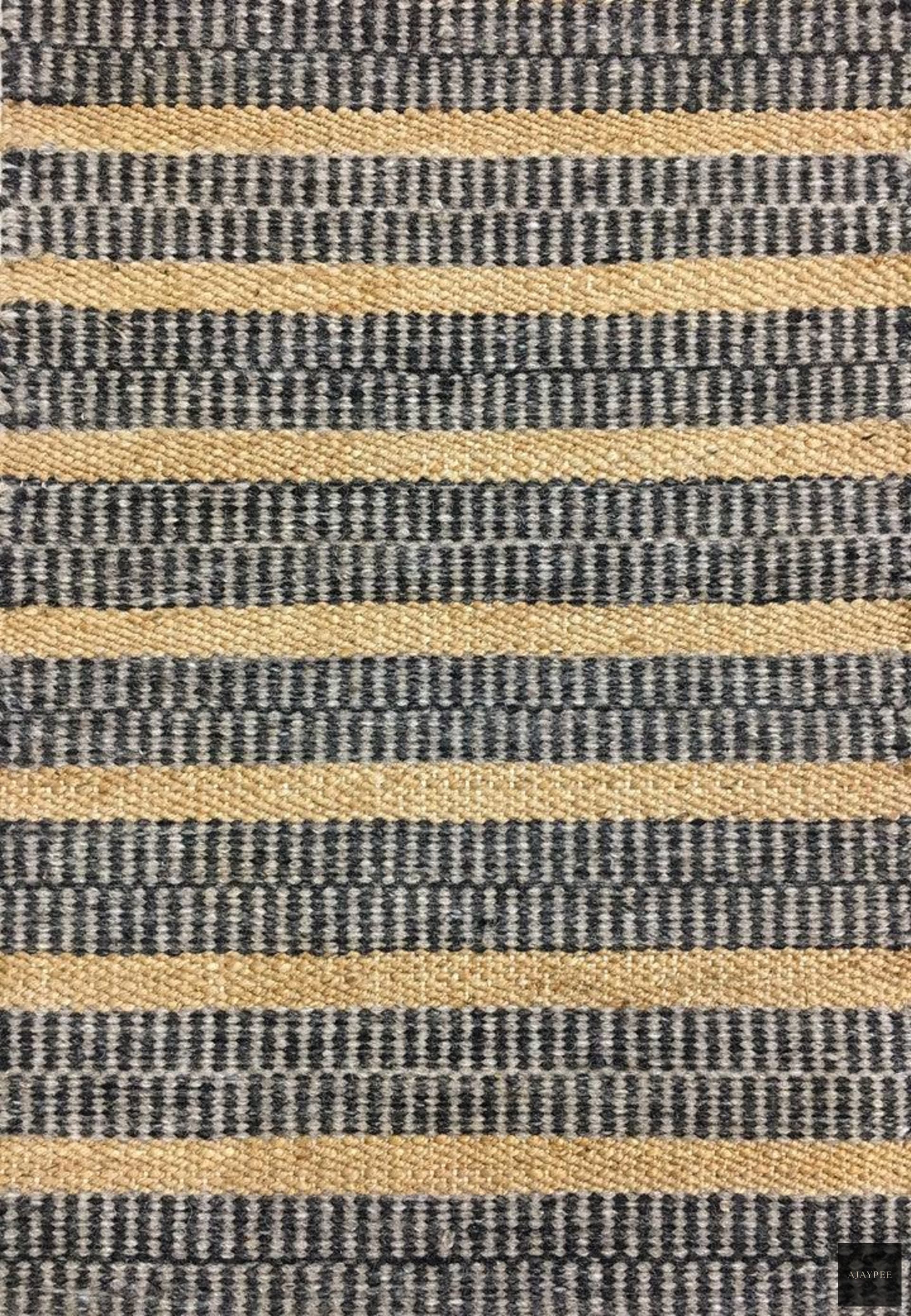 Hemp & Wool HandWoven Rug_Stripe - Jute - Flatweave - Ajaypee Carpets (Thumbnail 3)