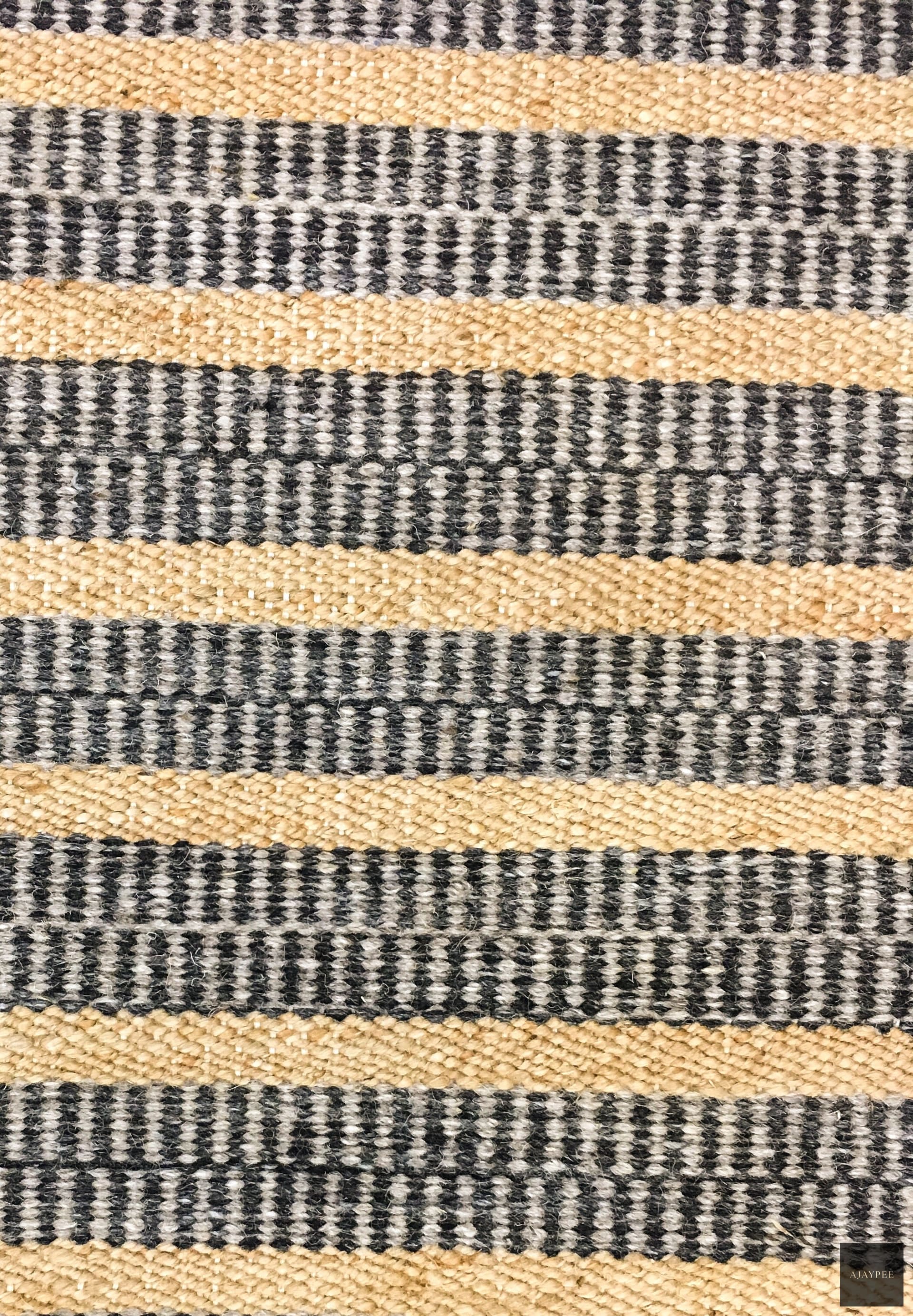 Hemp & Wool HandWoven Rug_Stripe - Jute - Flatweave - Ajaypee Carpets (Thumbnail 4)