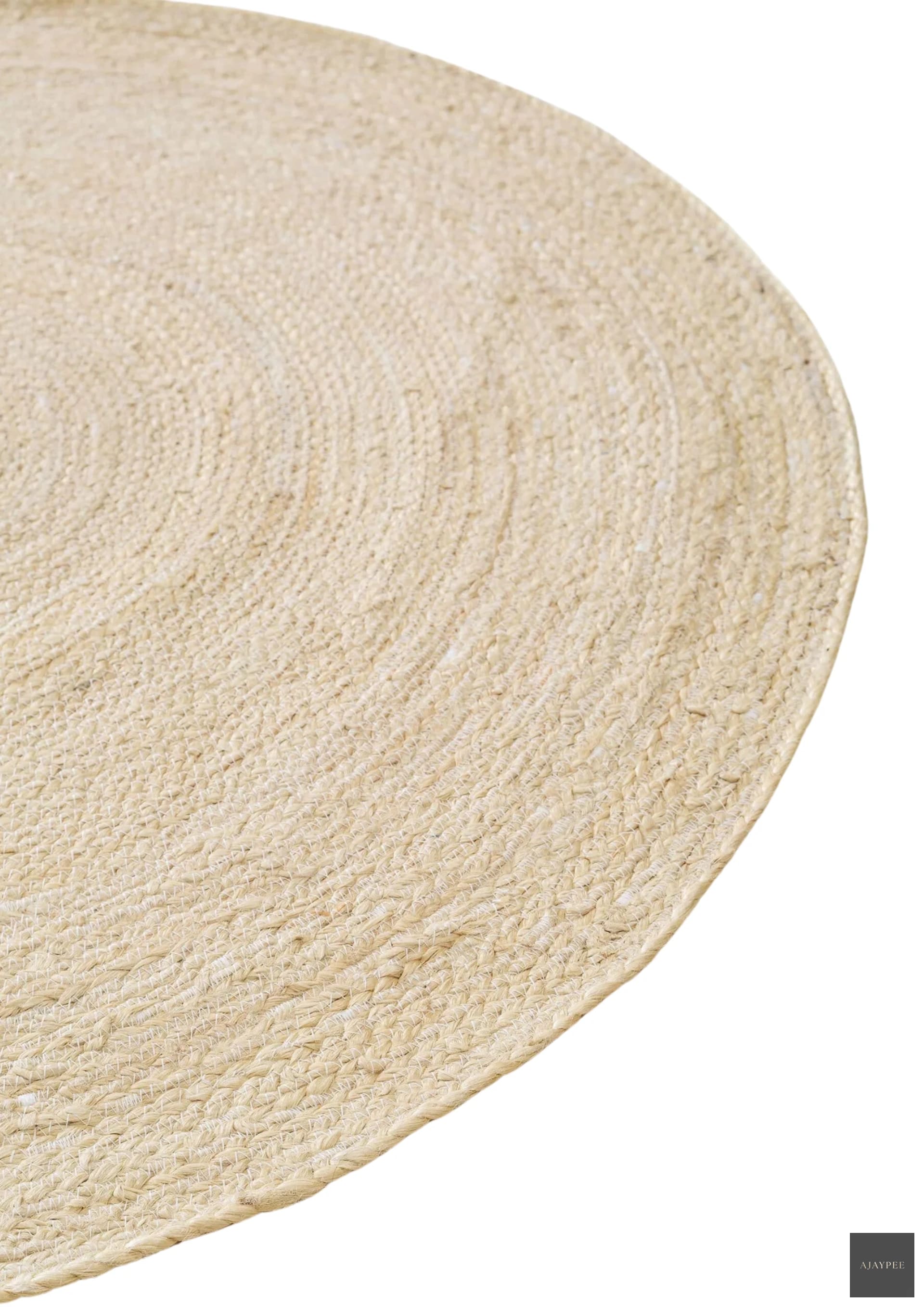 Mussoorie Handwoven Rug _ Ivory - Hemp - Hand Woven - Ajaypee Carpets (Detail)