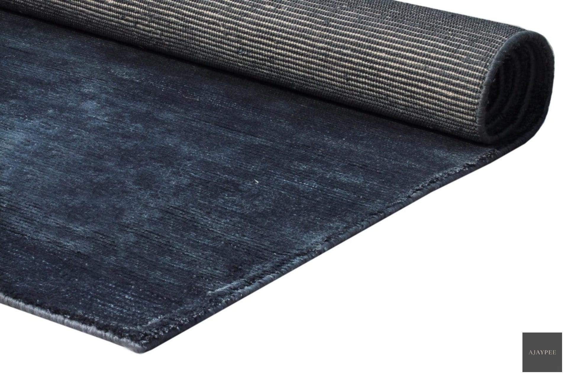 Viscose HandKnotted Carpet : Parallel Wrap Prince Blue - Cotton - Hand Knotted - Ajaypee Carpets (Detail)