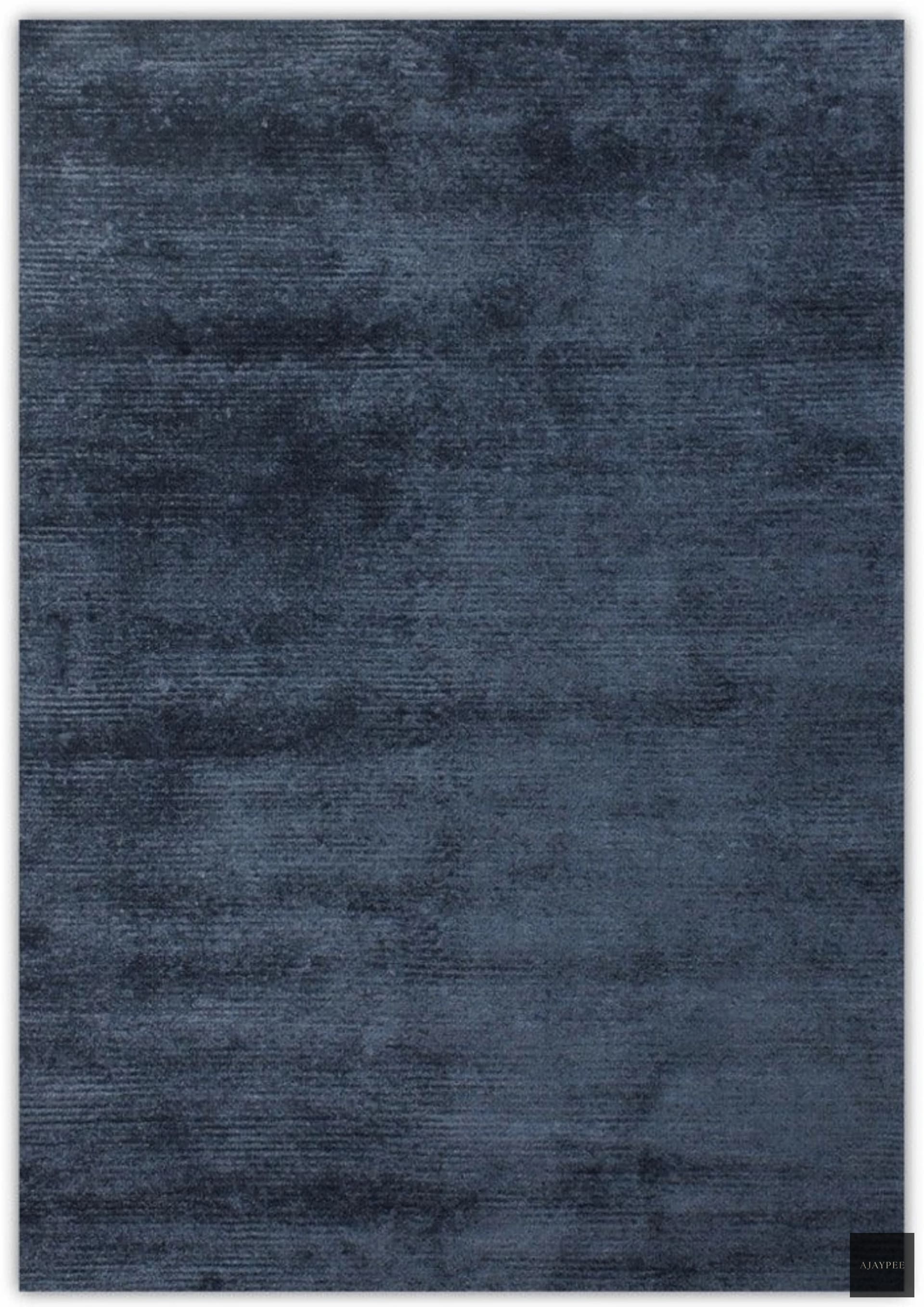 Viscose HandKnotted Carpet_ Parallel Wrap Prince Blue - Cotton - Hand Knotted - Ajaypee Carpets