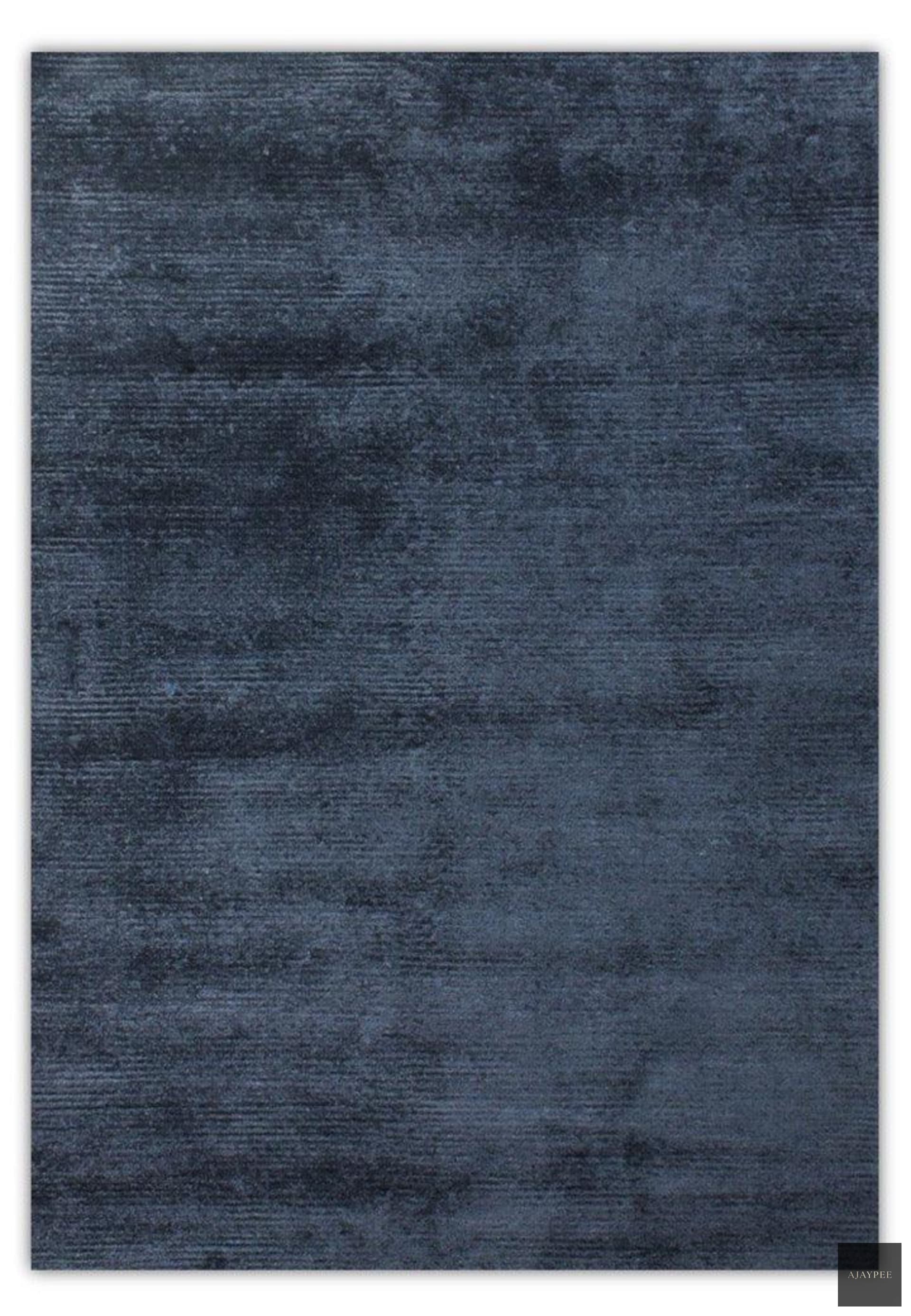 Viscose HandKnotted Carpet_ Parallel Wrap Prince Blue - Cotton - Hand Knotted - Ajaypee Carpets (Thumbnail 3)