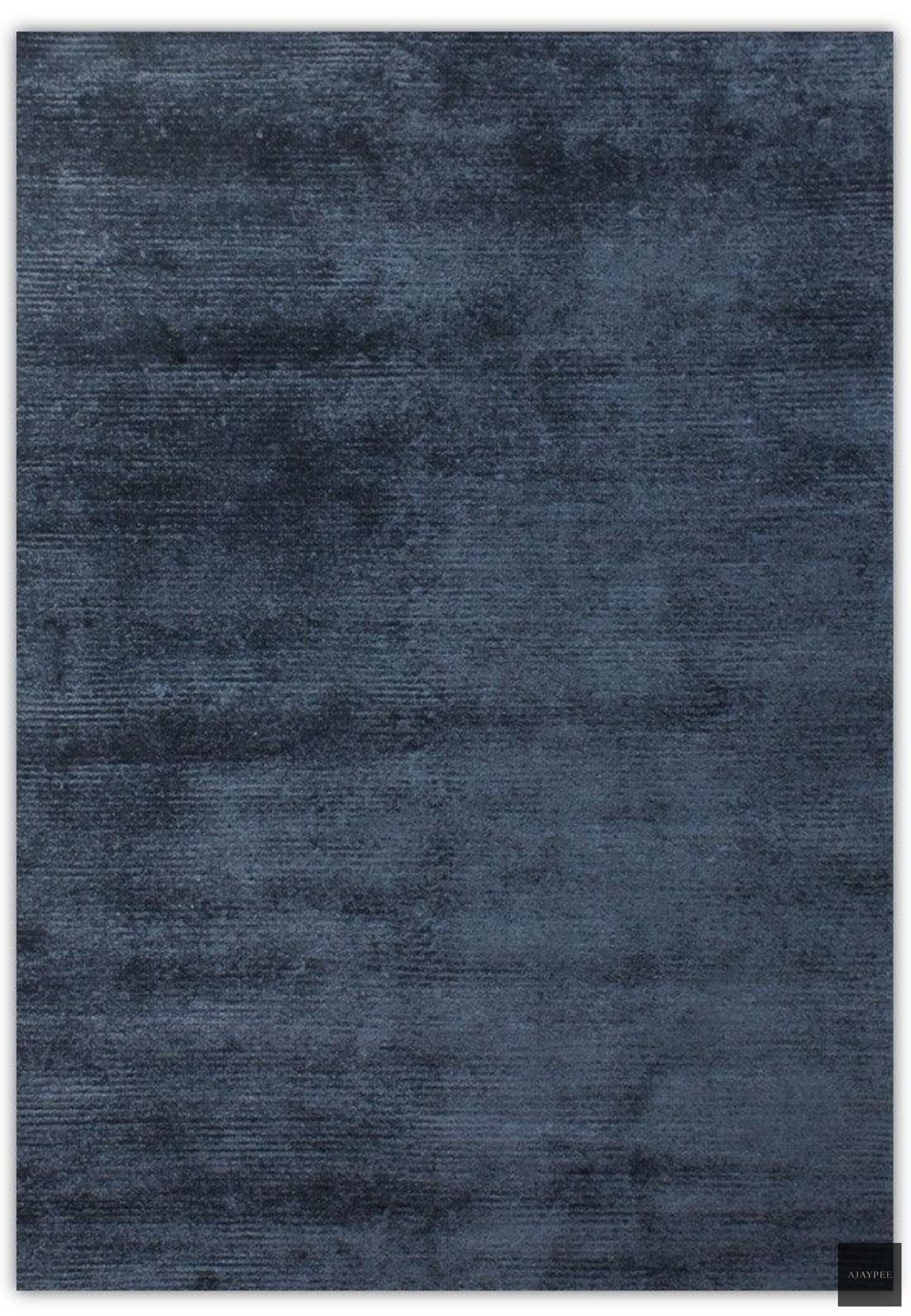 Viscose HandKnotted Carpet_ Parallel Wrap Prince Blue - Cotton - Hand Knotted - Ajaypee Carpets (Thumbnail 4)